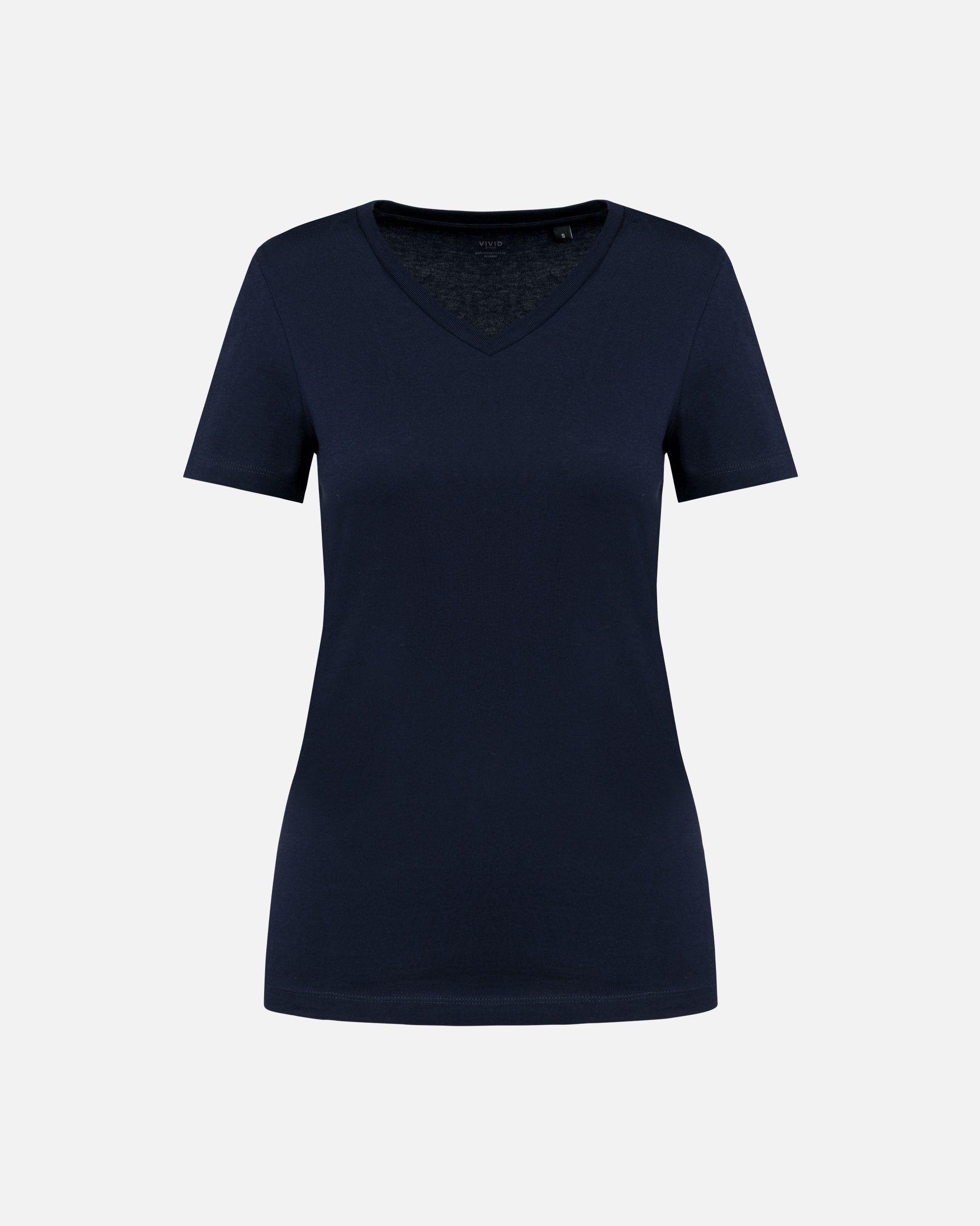 Damen Supima T-Shirt mit V-Ausschnitt Navy Blue von VIVID