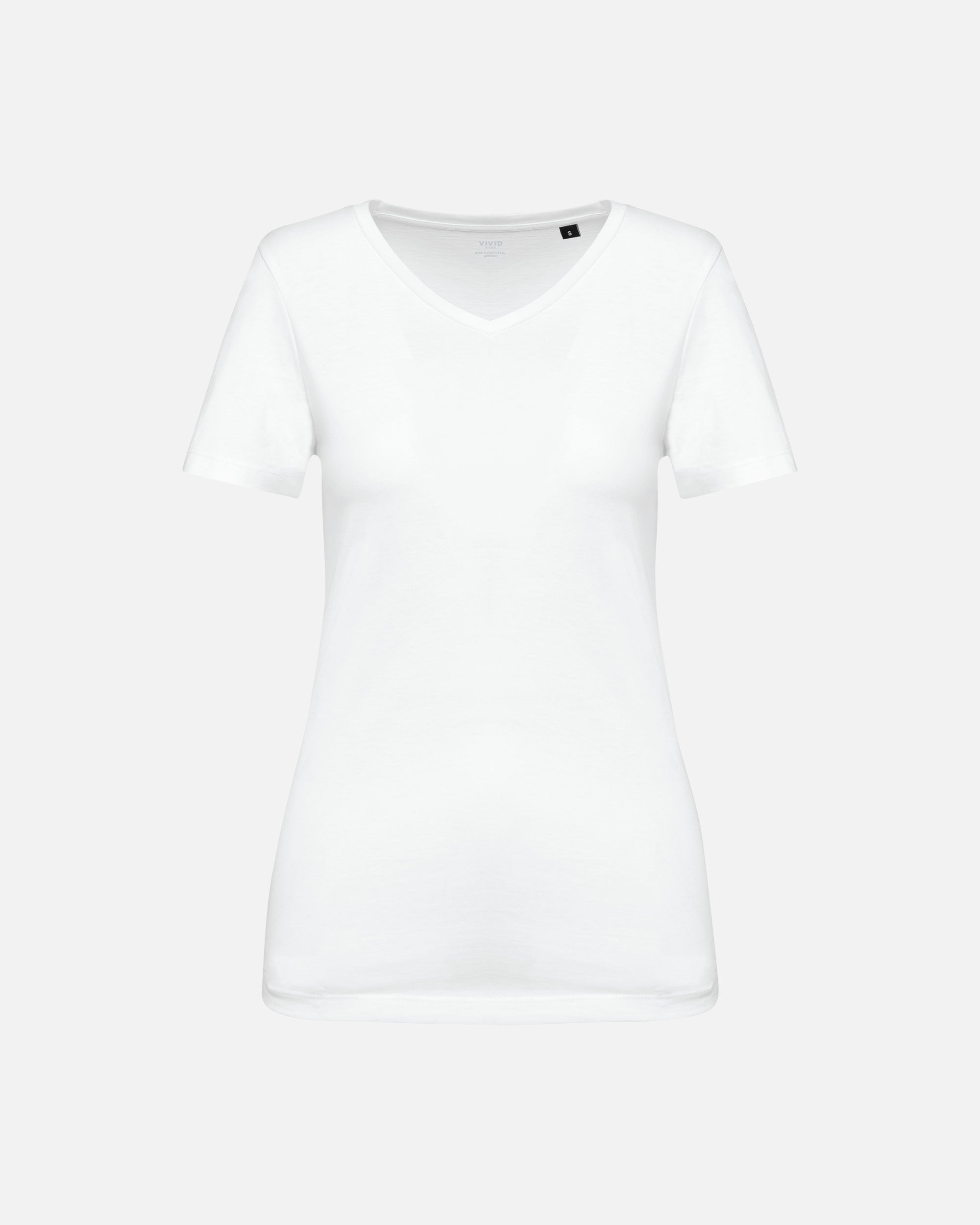Damen Supima T-Shirt mit V-Ausschnitt White von VIVID