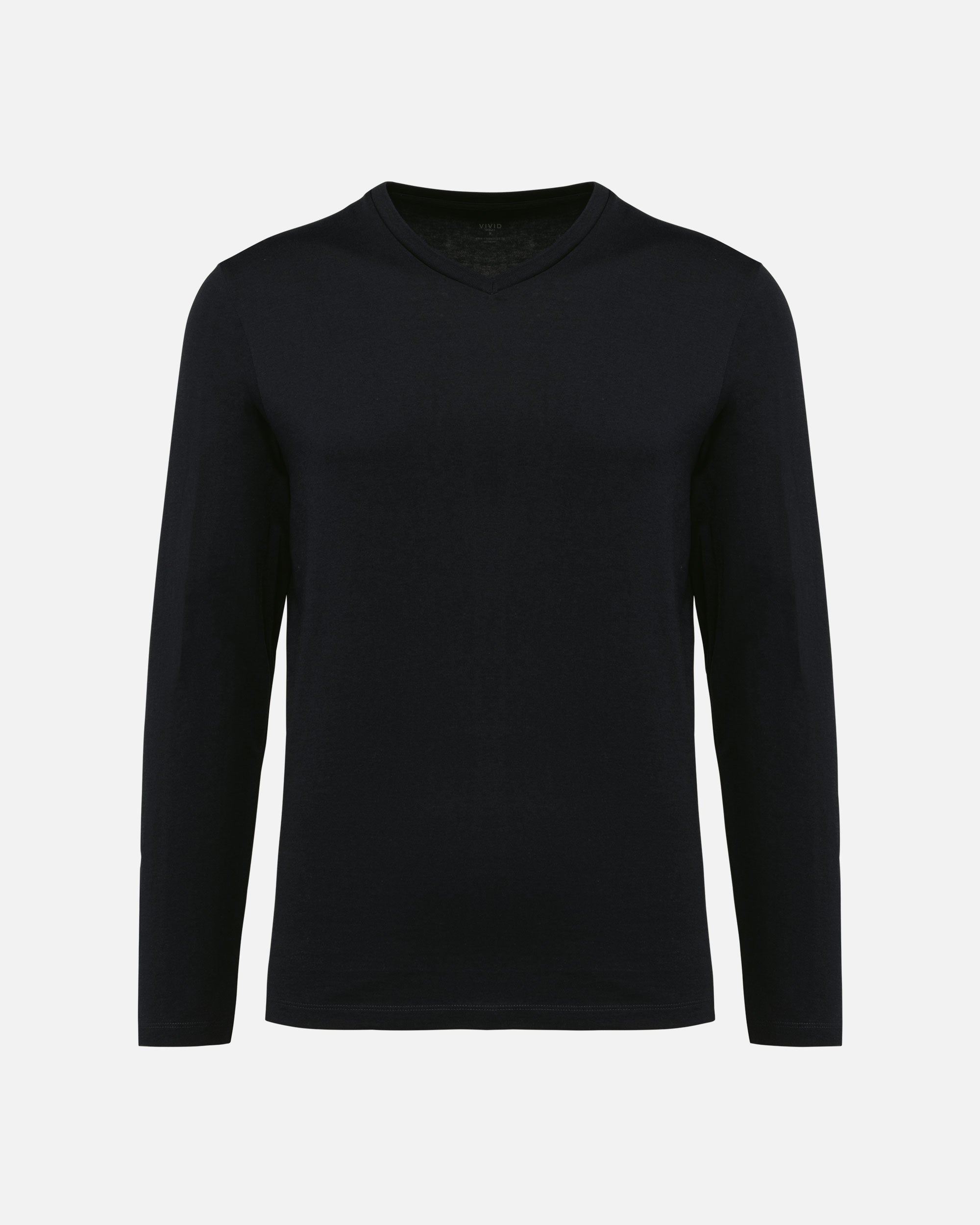 Herren Supima Langarmshirt mit V-Ausschnitt Black von VIVID