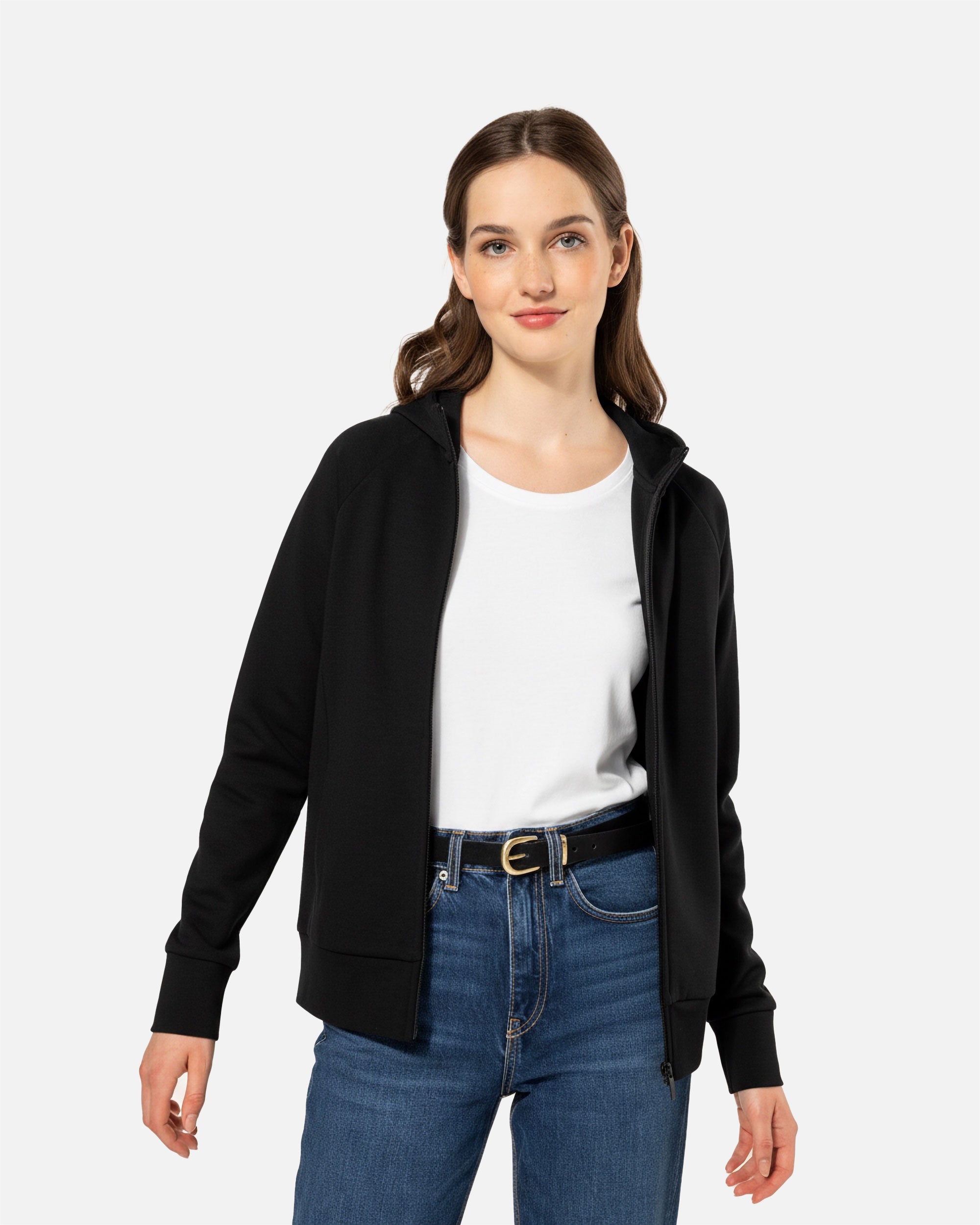 Damen Sweatshirt Jacke mit Kapuze Black von VIVID