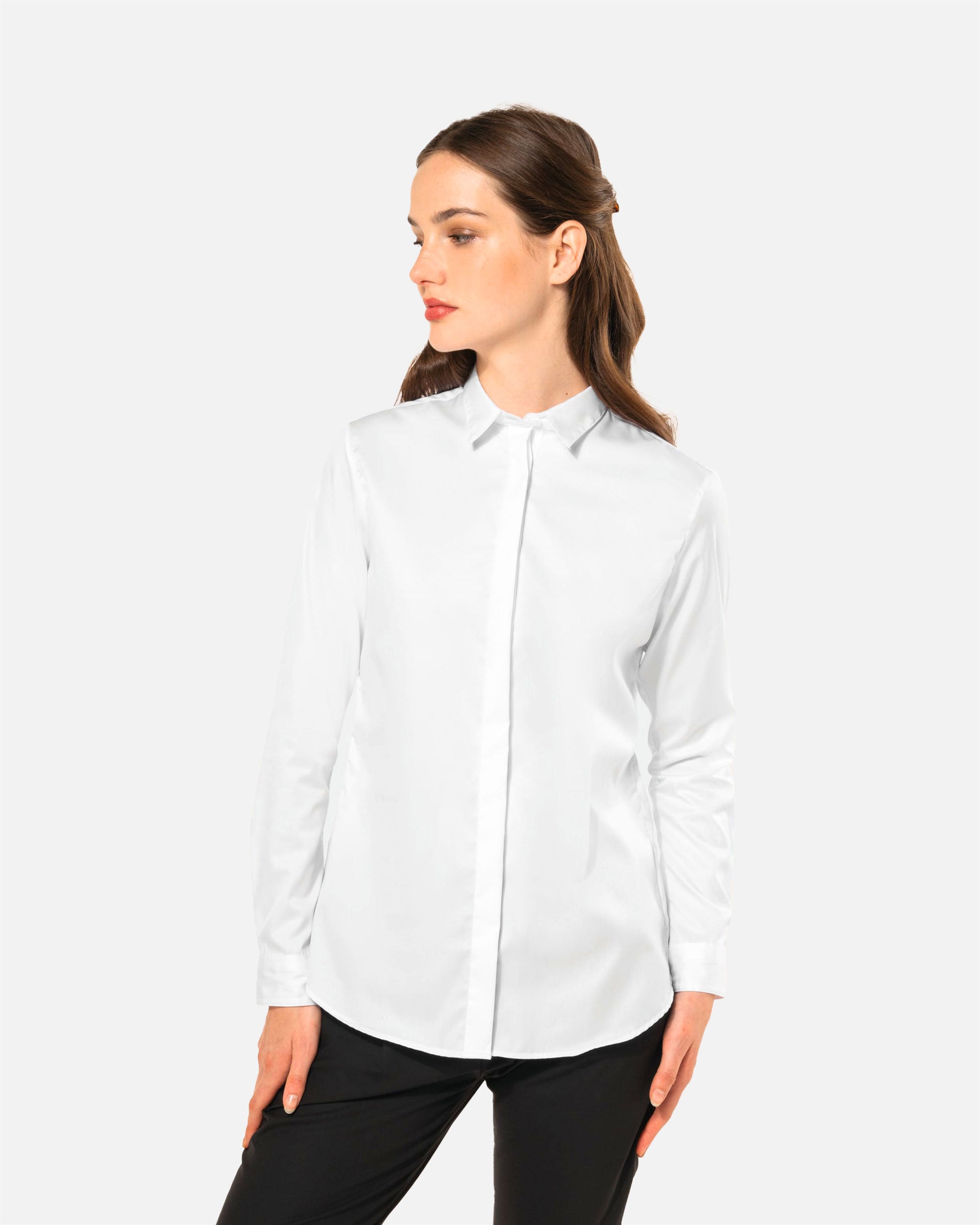 Damen Twill Langarmhemd White von VIVID