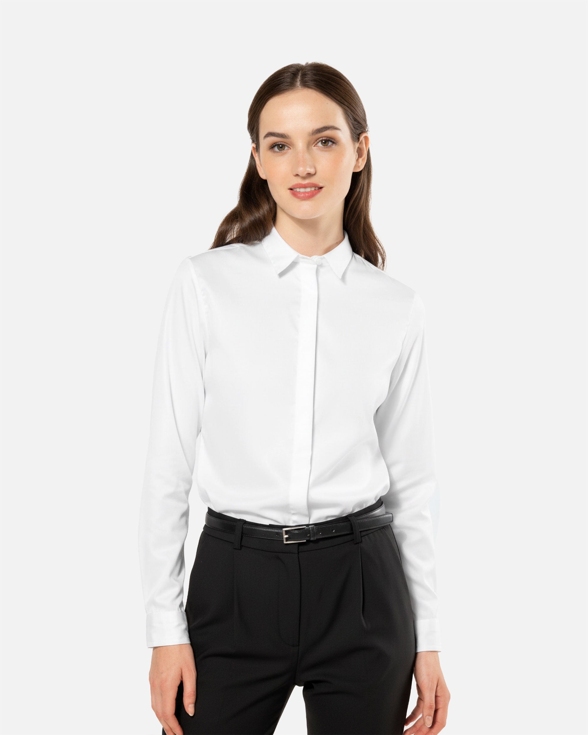 Damen Twill Langarmhemd White von VIVID