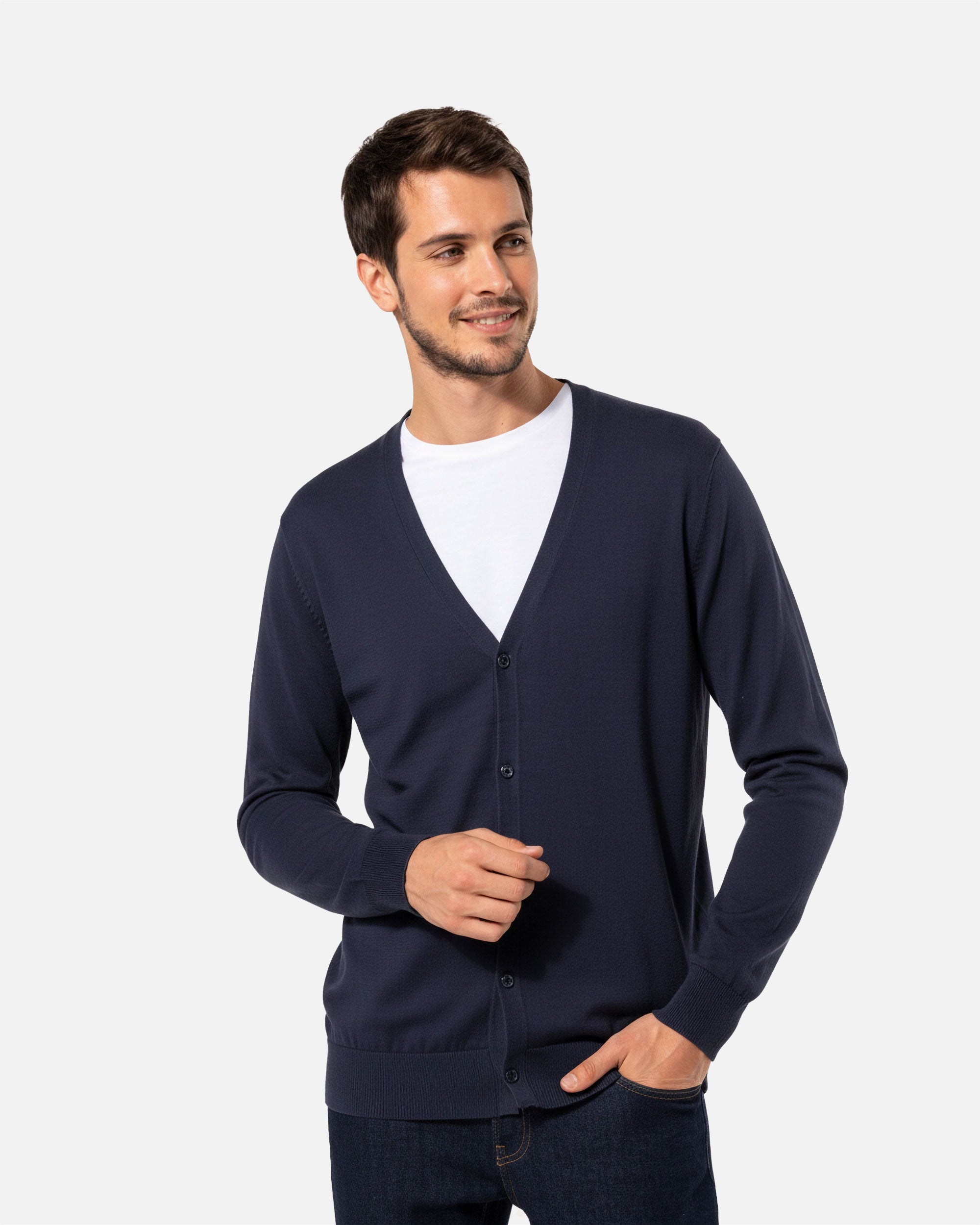 Herren Supima Strickjacke Navy Blue von VIVID