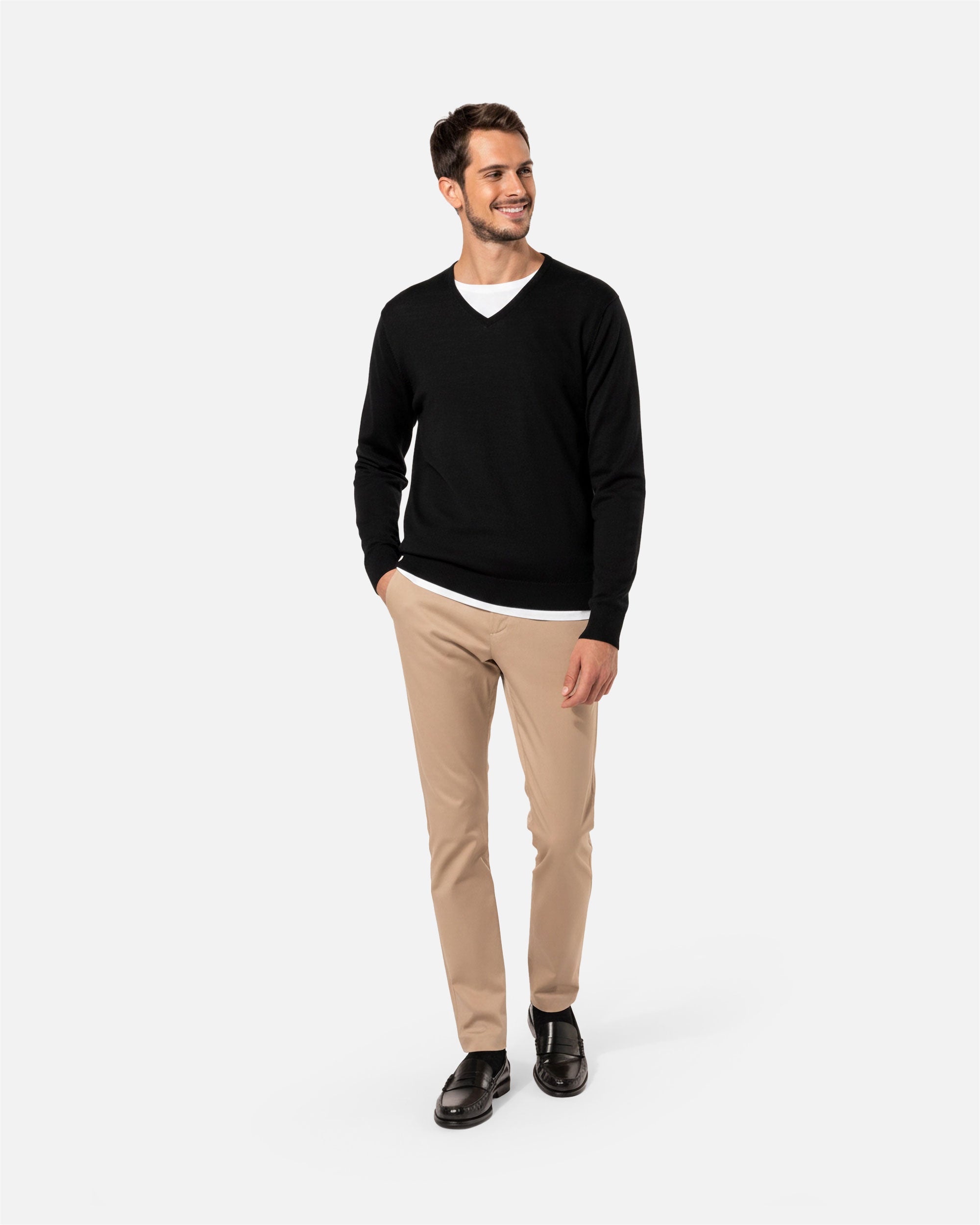 Herren Merino Pullover mit V-Ausschnitt von VIVID