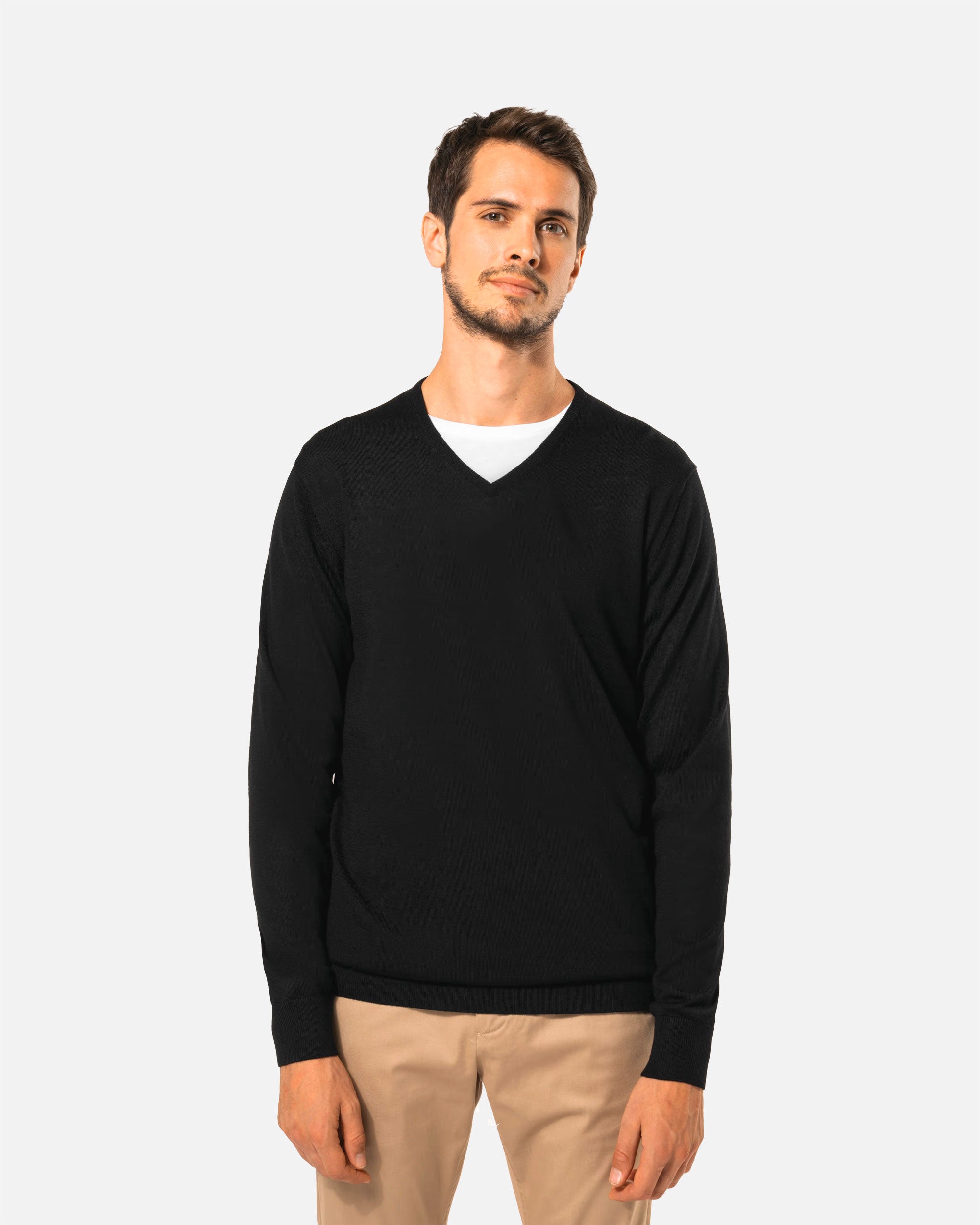 Herren Merino Pullover mit V-Ausschnitt