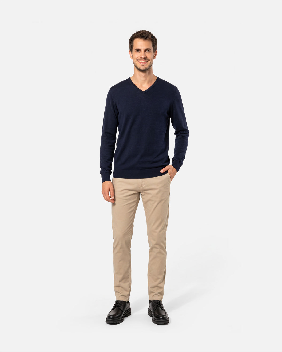 Herren Merino Pullover mit V-Ausschnitt von VIVID