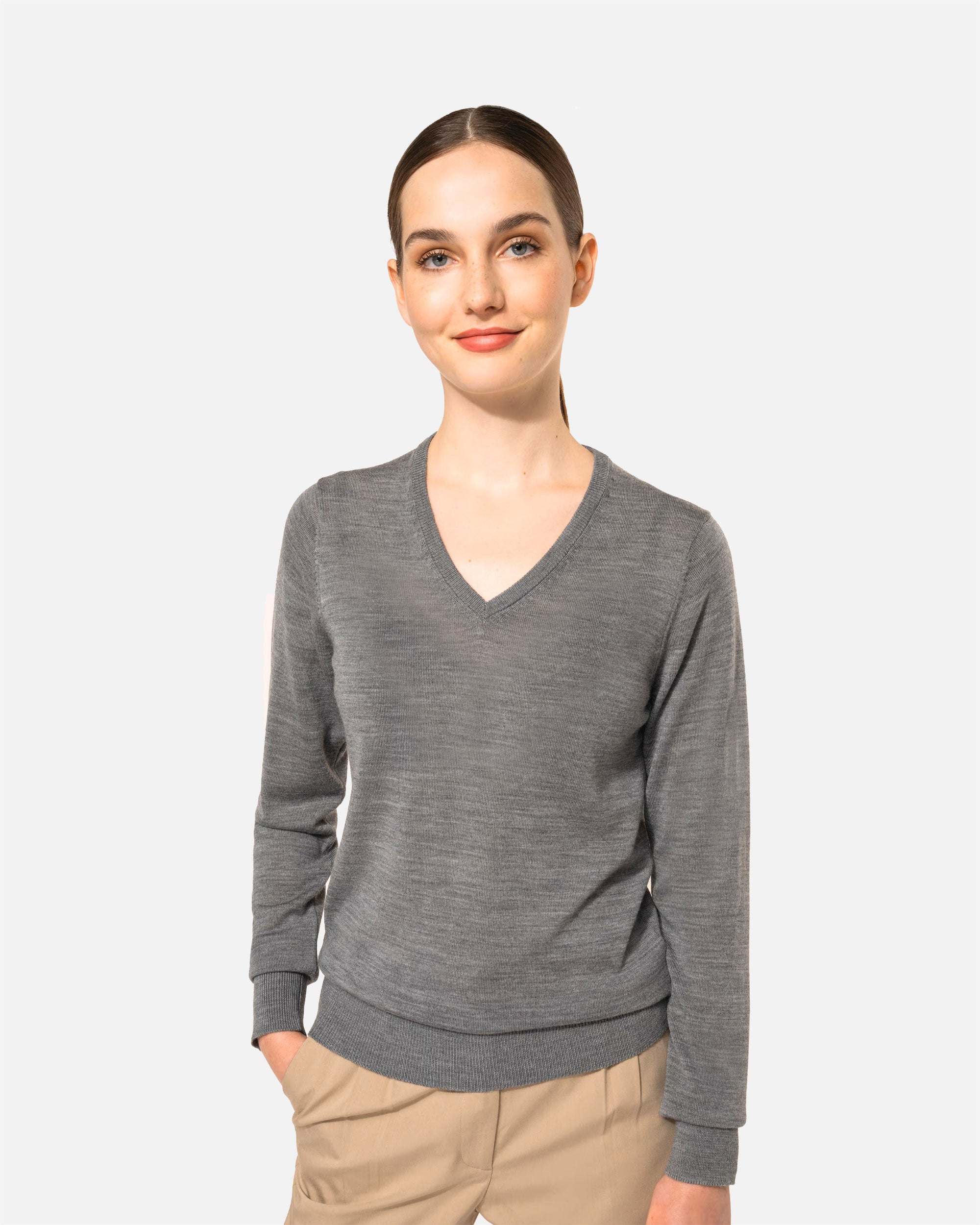 Damen Merino Pullover Grey Heather von VIVID