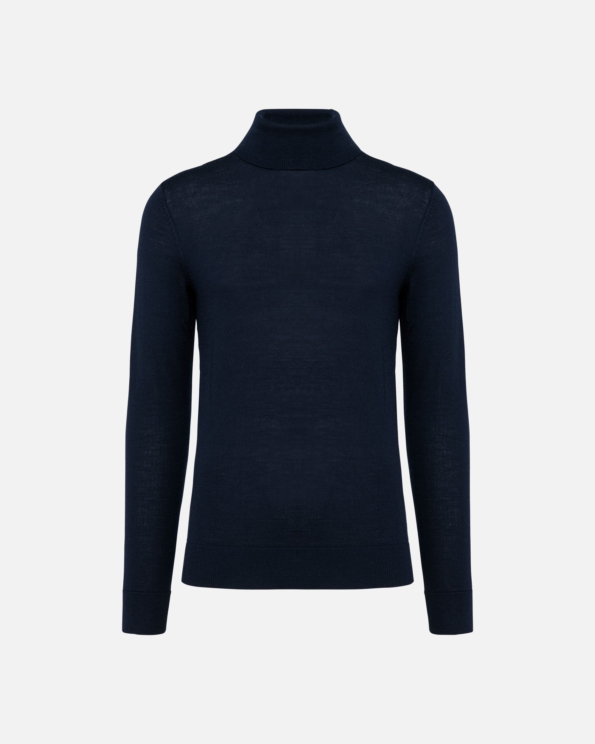 Herren Merino Rollkragen Pullover Navy Blue von VIVID
