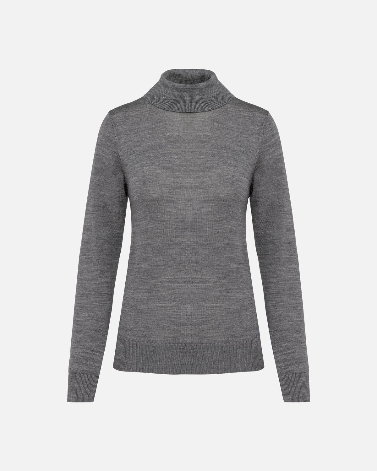 Damen Merino Rollkragen Pullover Grey Heather von VIVID