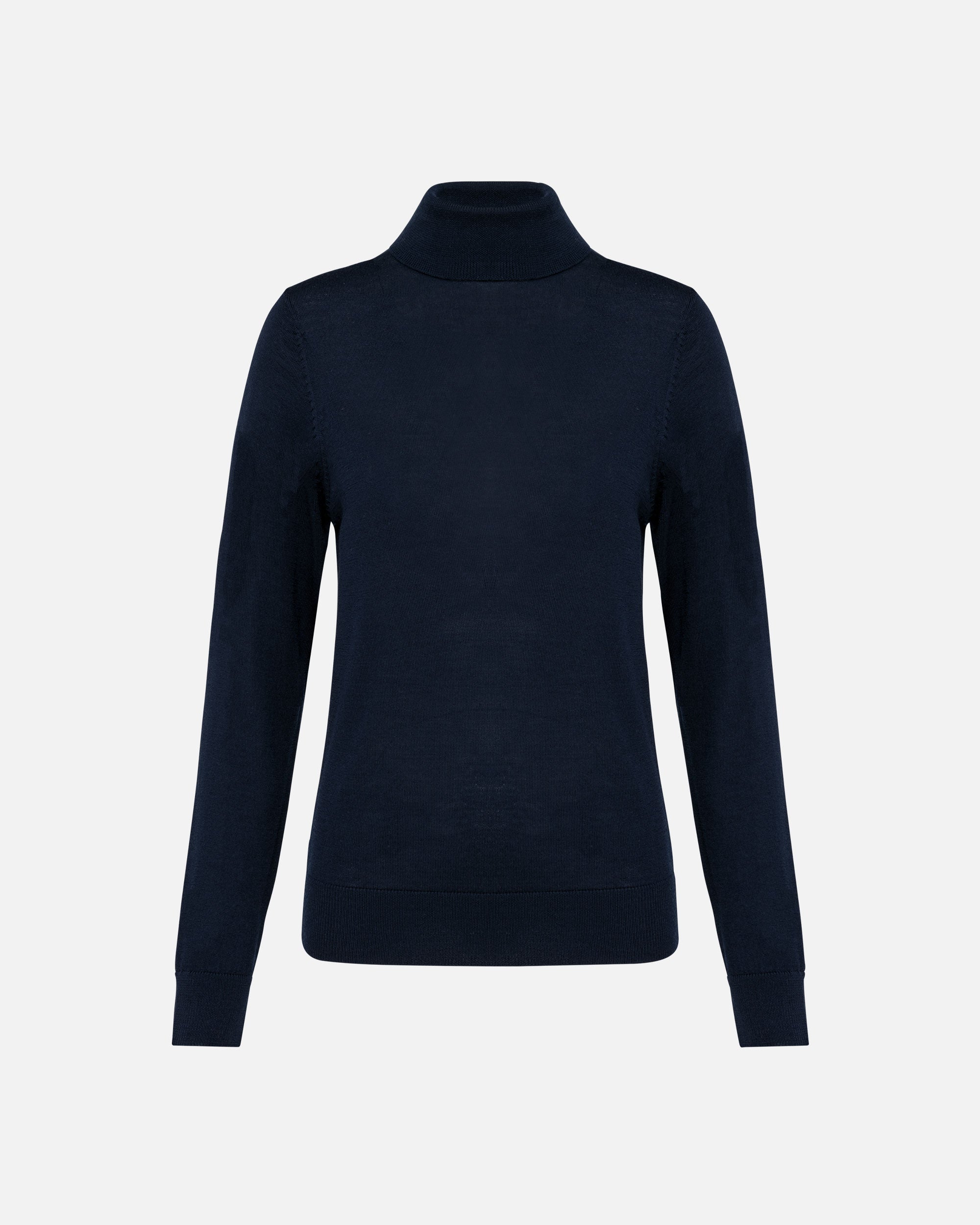 Damen Merino Rollkragen Pullover Navy Blue von VIVID