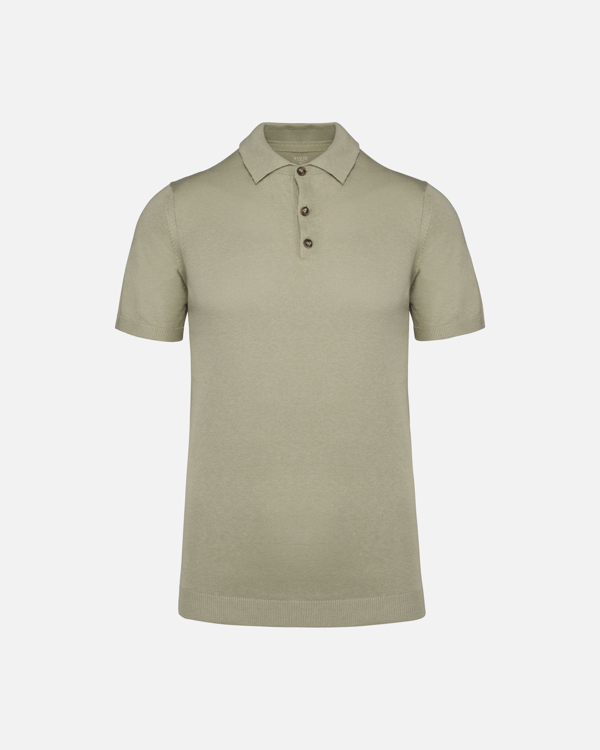 Herren Strick Polo T-Shirt Almond Green von VIVID