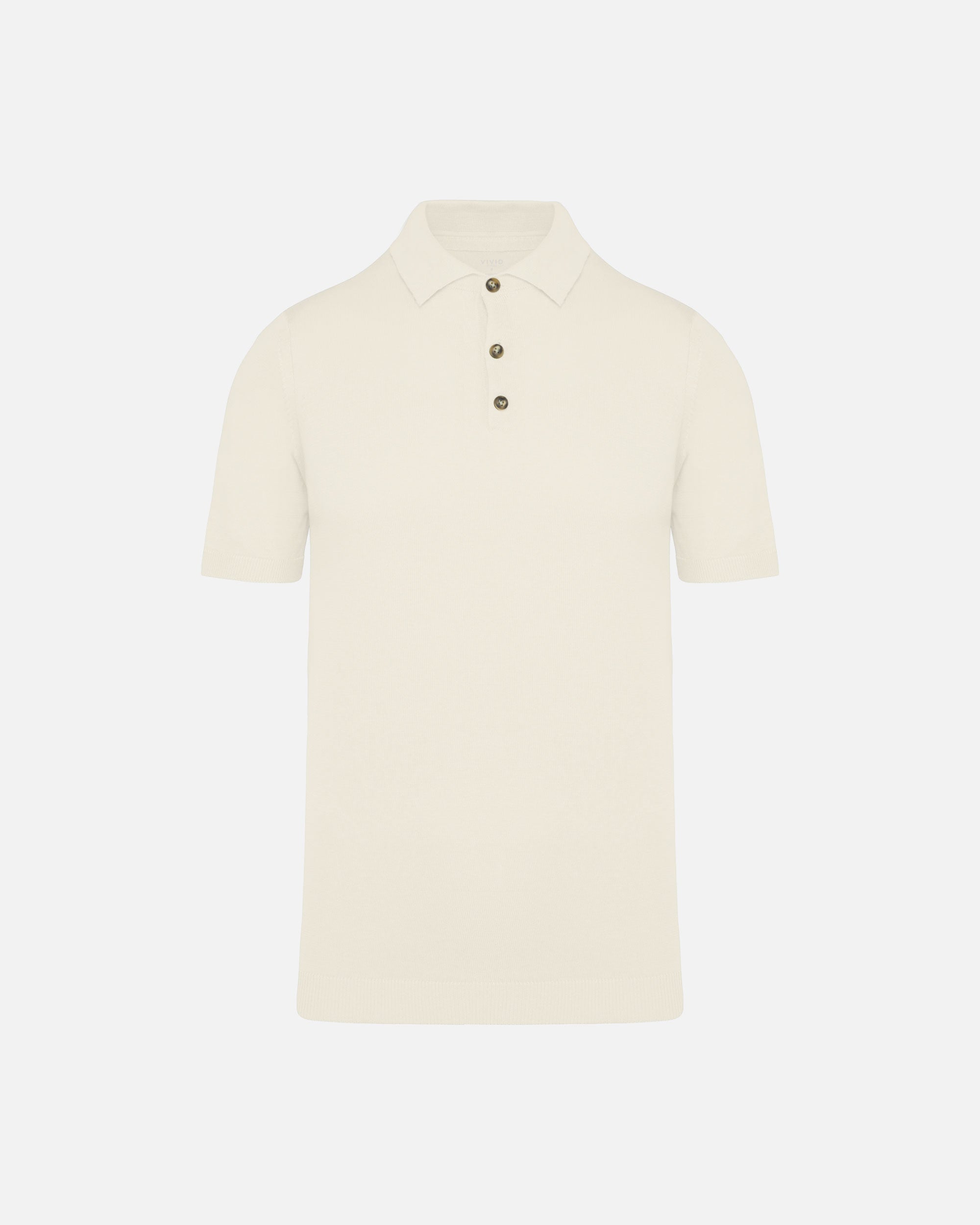 Herren Strick Polo T-Shirt Ivory von VIVID