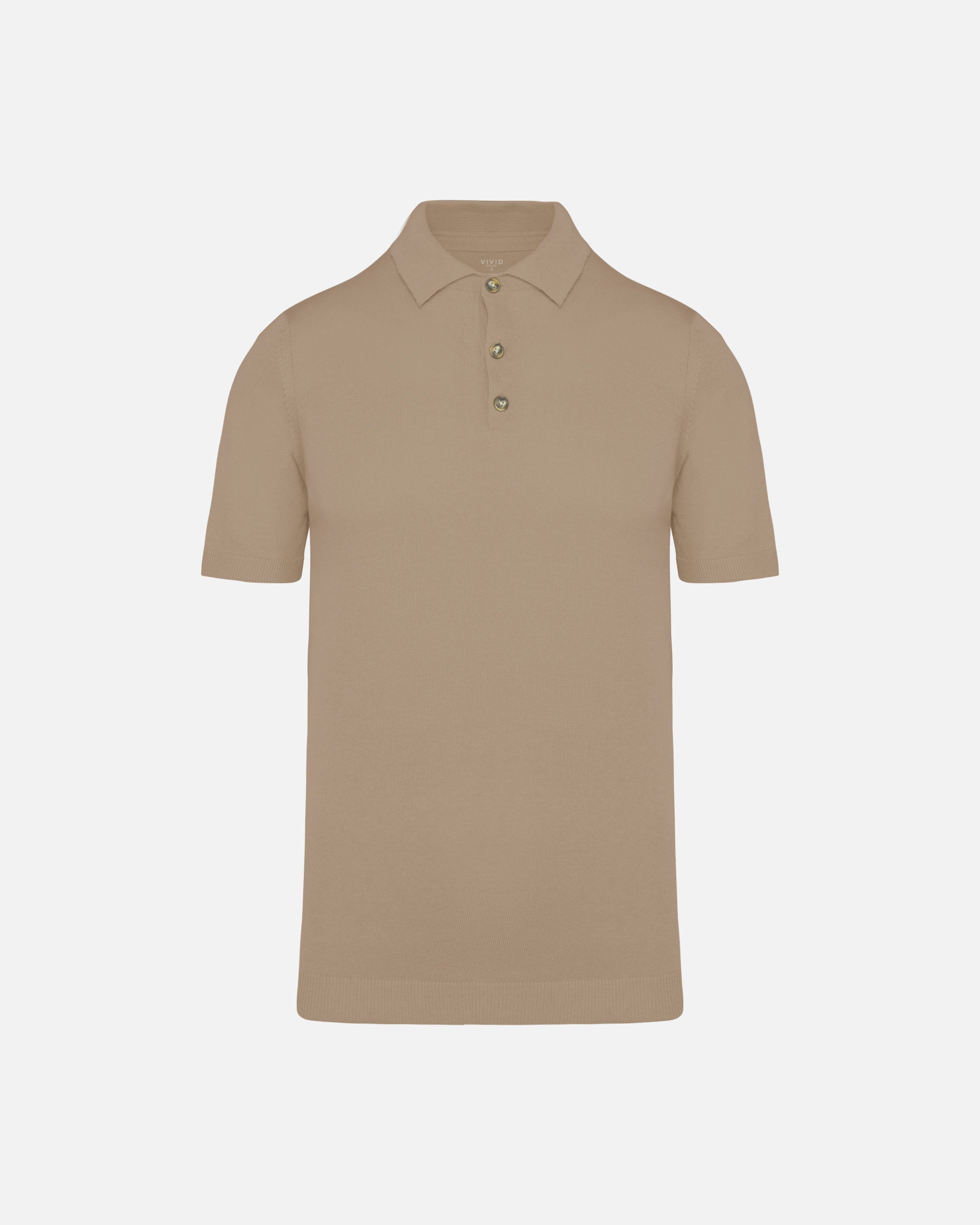 Herren Strick Polo T-Shirt Desert Sand von VIVID