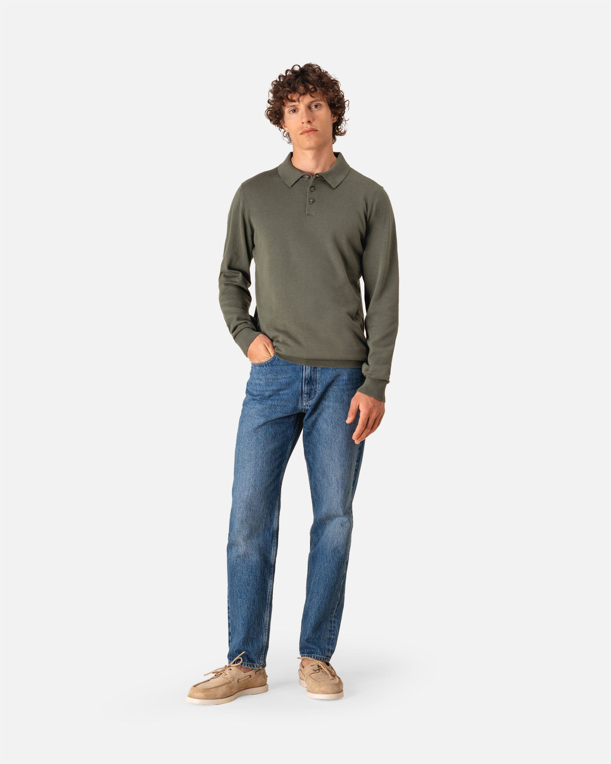 Herren Strick Polo Langarmshirt von VIVID