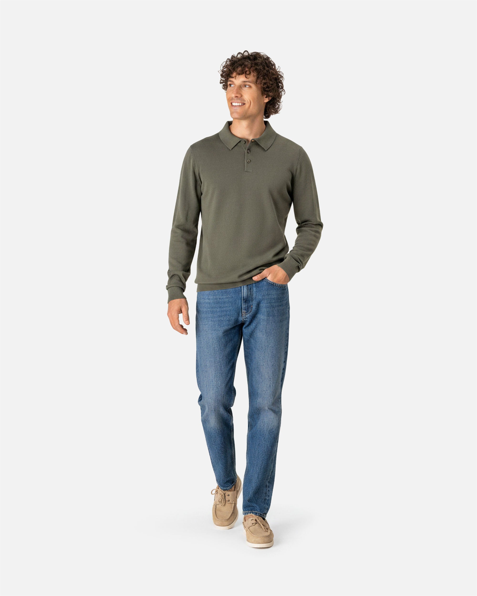 Herren Strick Polo Langarmshirt von VIVID