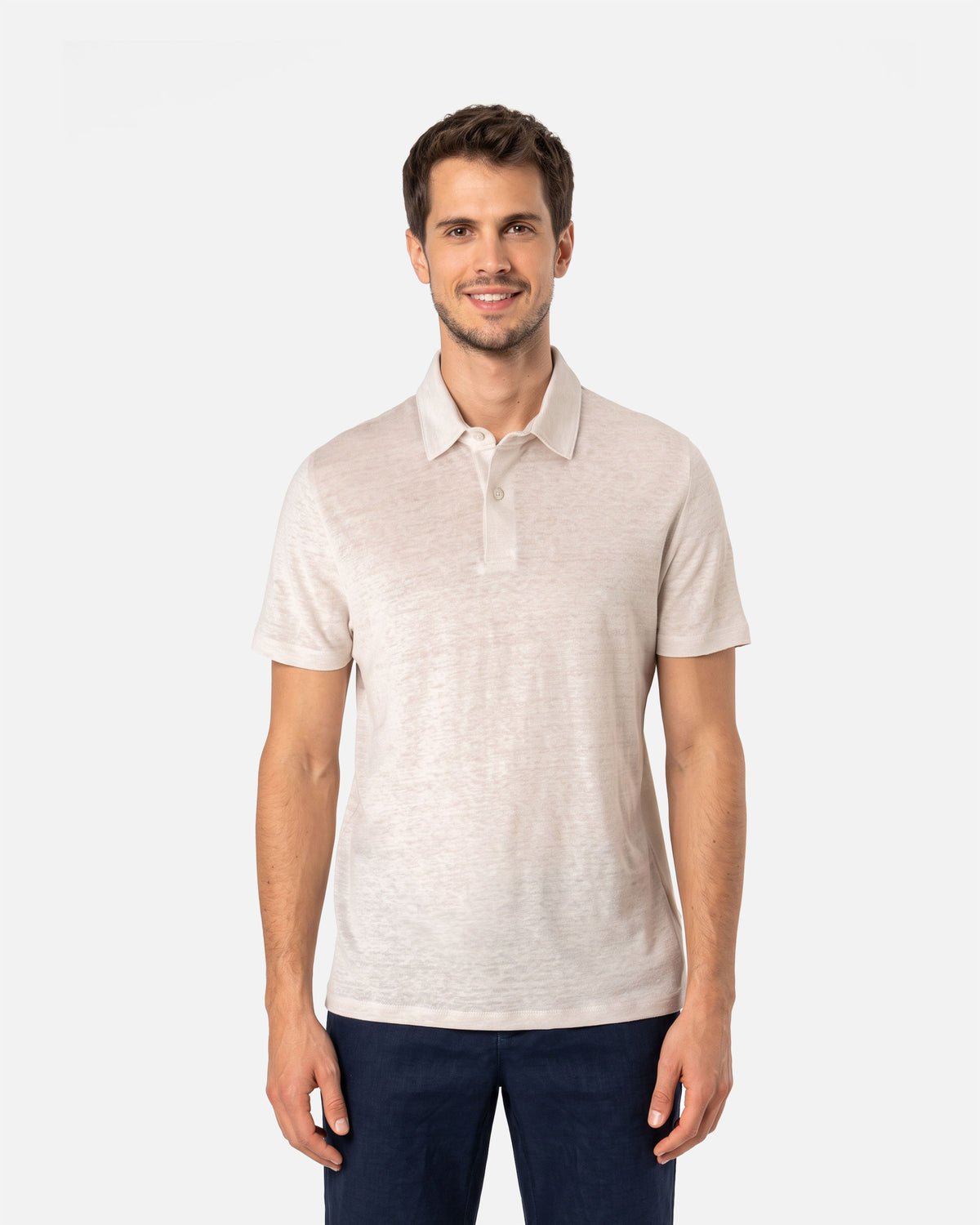 Herren Polo Leinenshirt White Sand von VIVID
