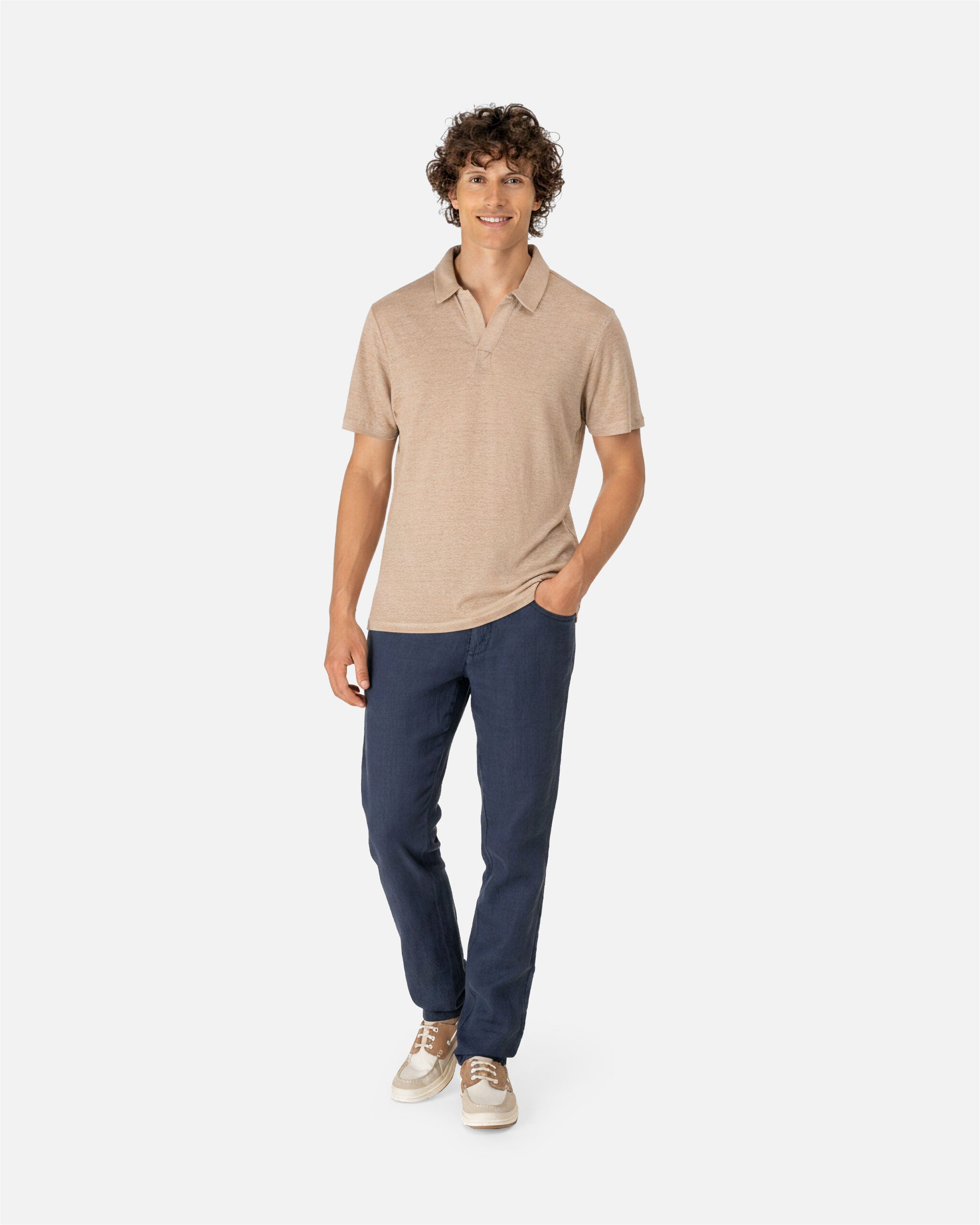 Herren Polo Leinenhemd