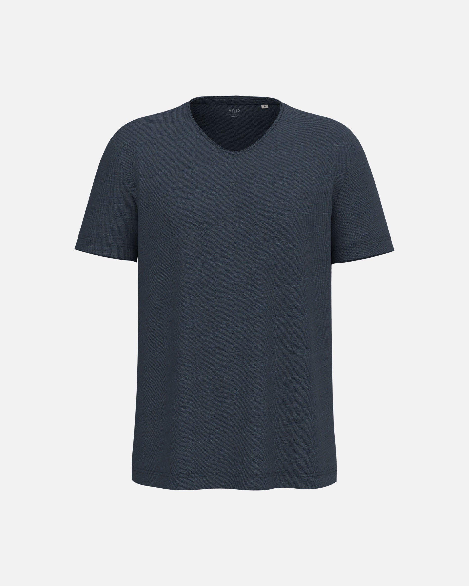 Herren Slub T-Shirt mit V-Ausschnitt Navy Blue von VIVID