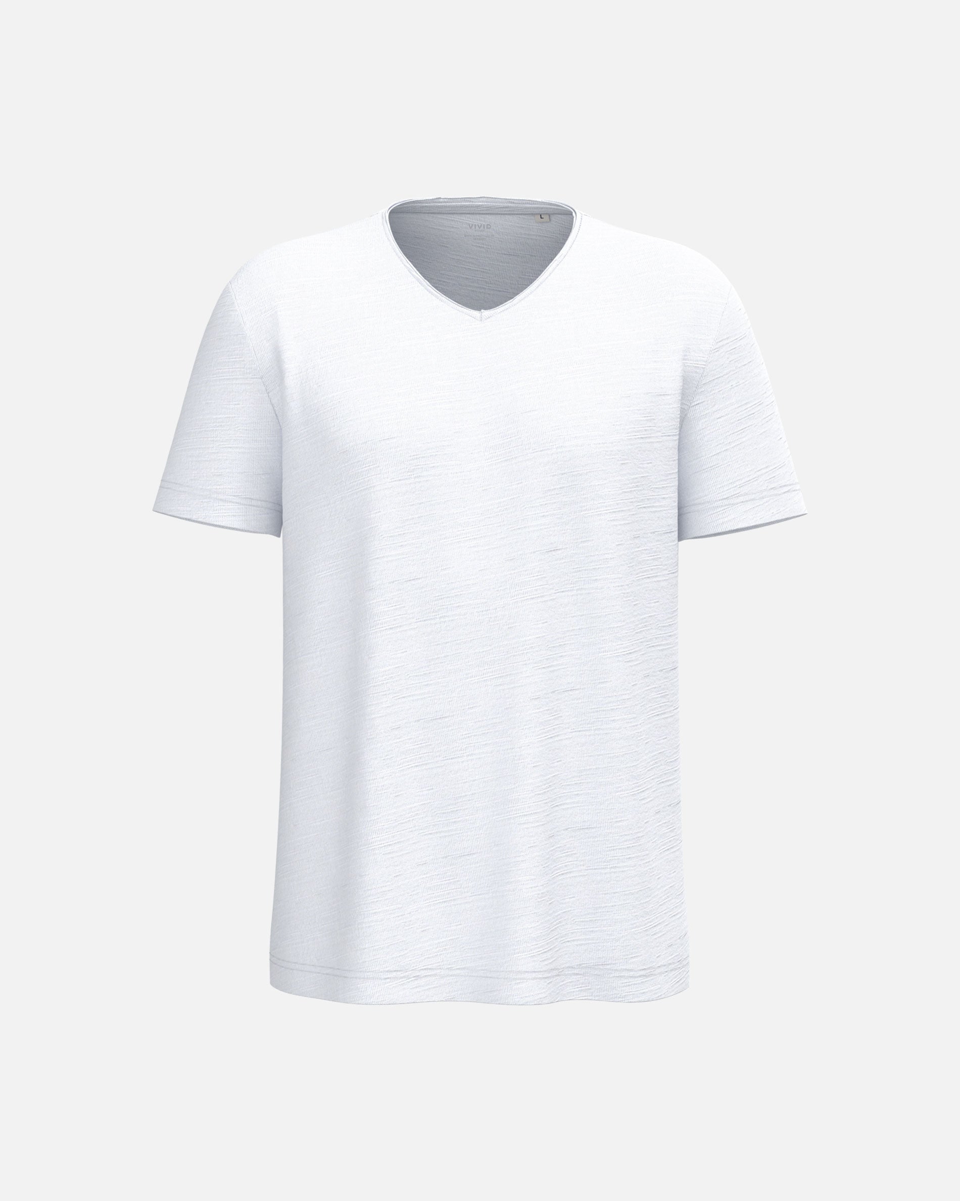 Herren Slub T-Shirt mit V-Ausschnitt White von VIVID