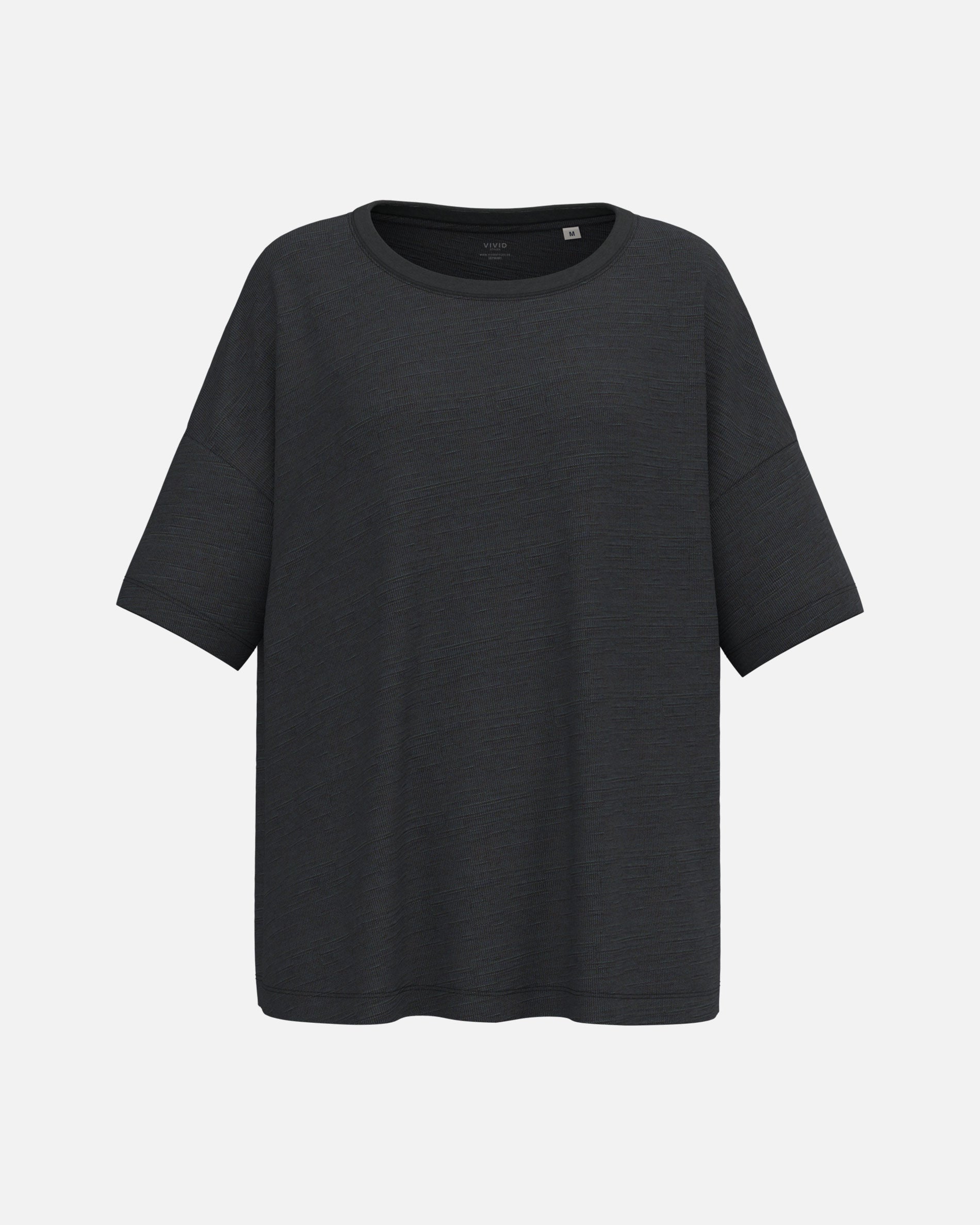 Übergroßes Damen Slub T-Shirt Black von VIVID