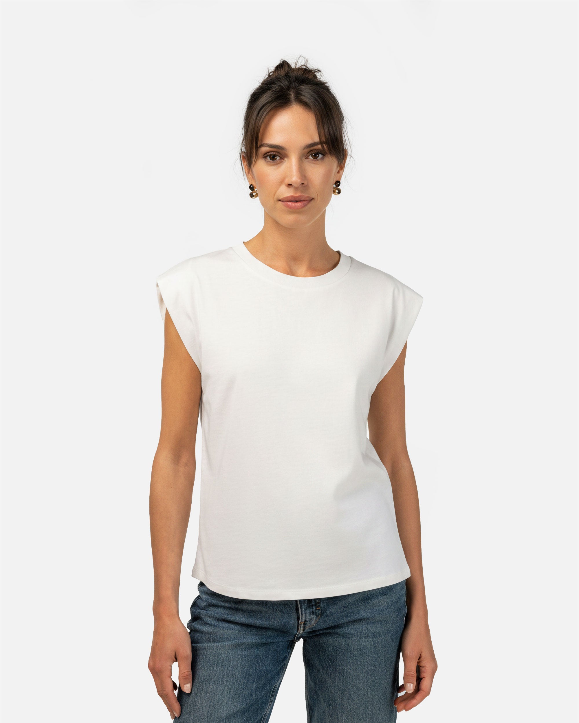 Übergroßes Damen Top mit Schulterpolstern Ivory von VIVID