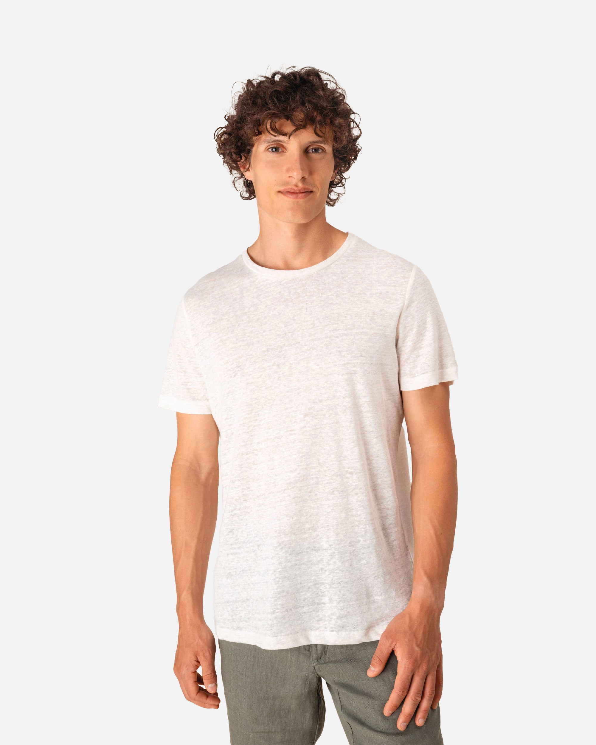 Herren Leinen T-Shirt Ivory von VIVID