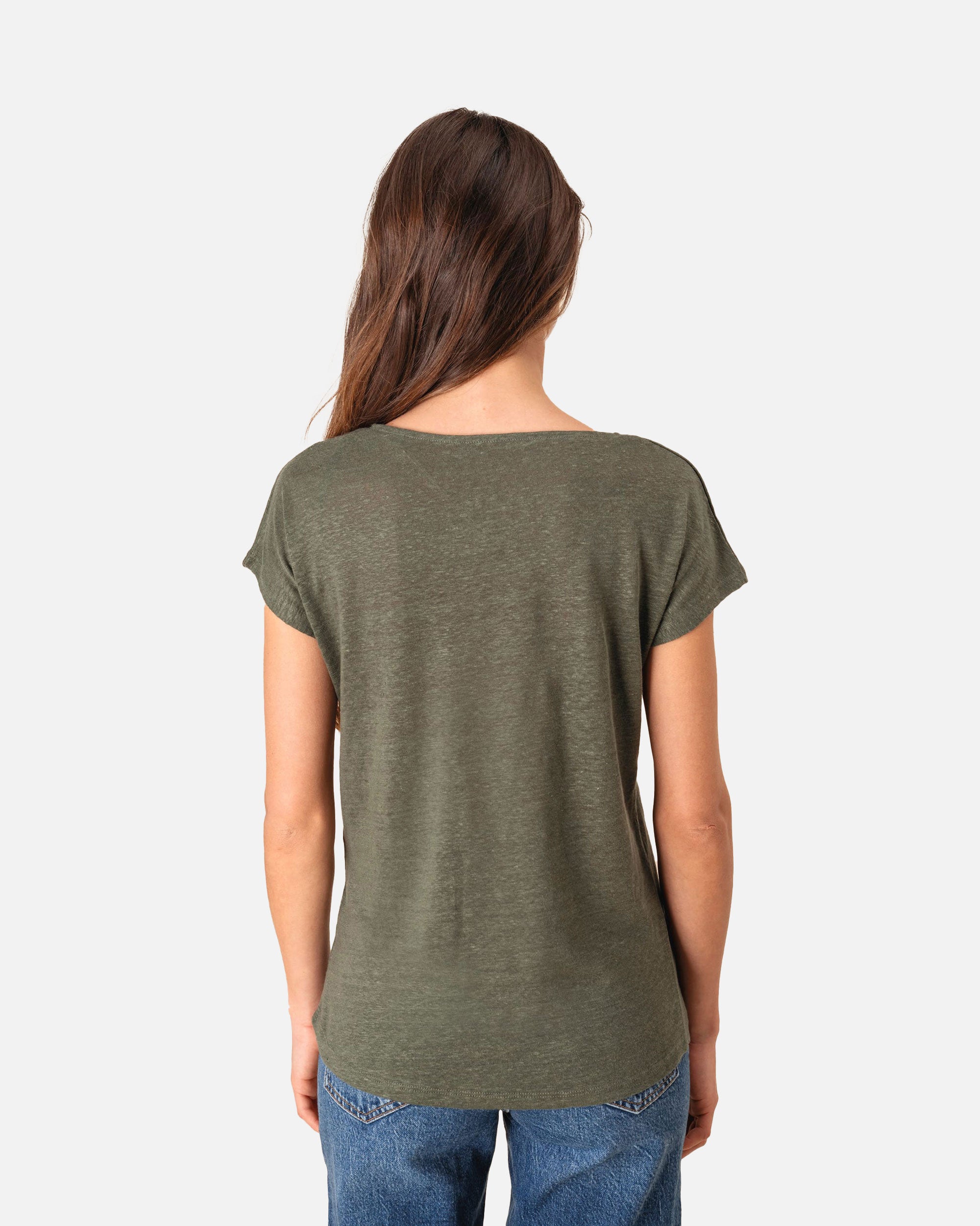 Damen Leinen T-Shirt mit V-Ausschnitt von VIVID