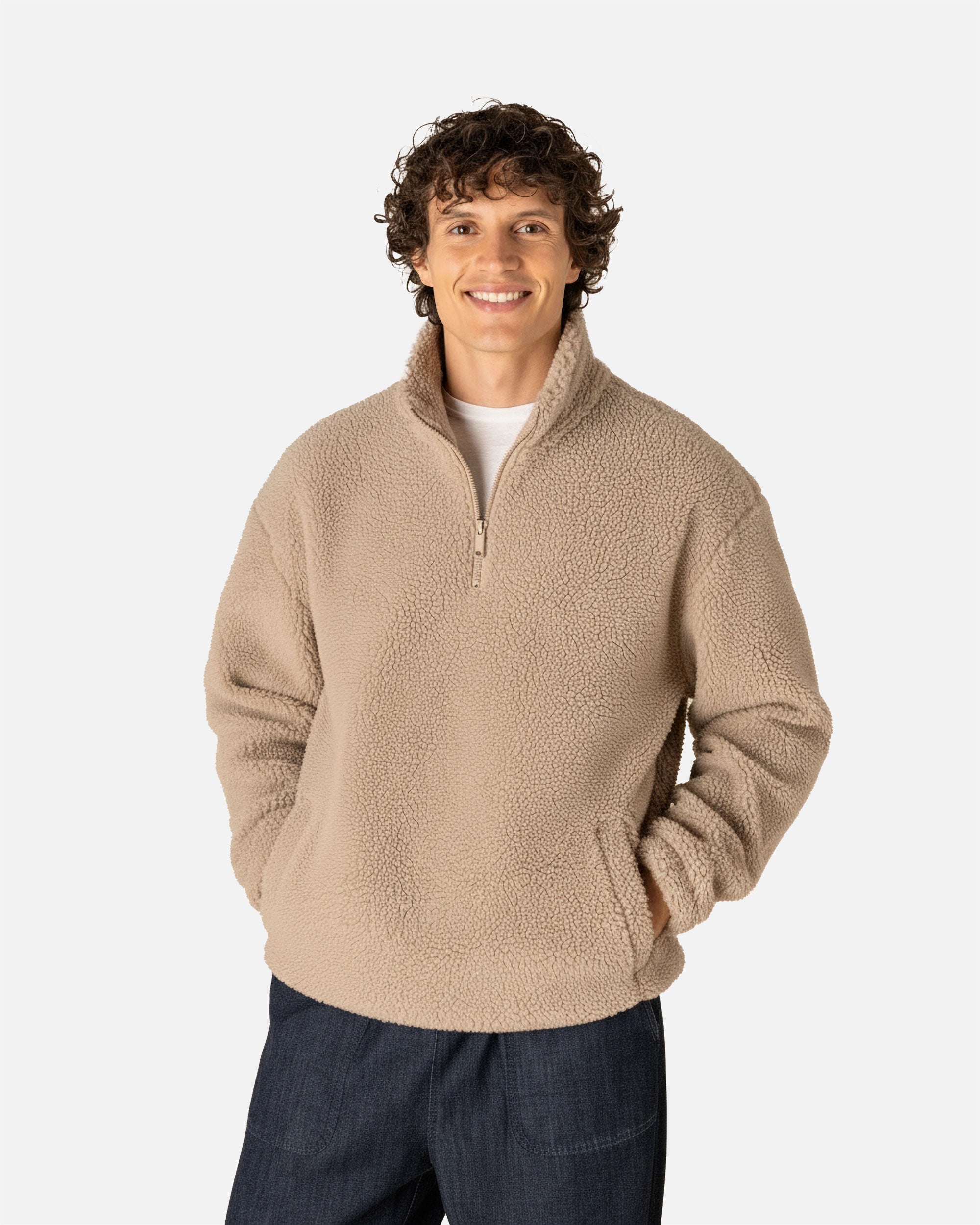 Unisex Sherpa 1/4 Zip Sweatshirt Desert Sand von VIVID