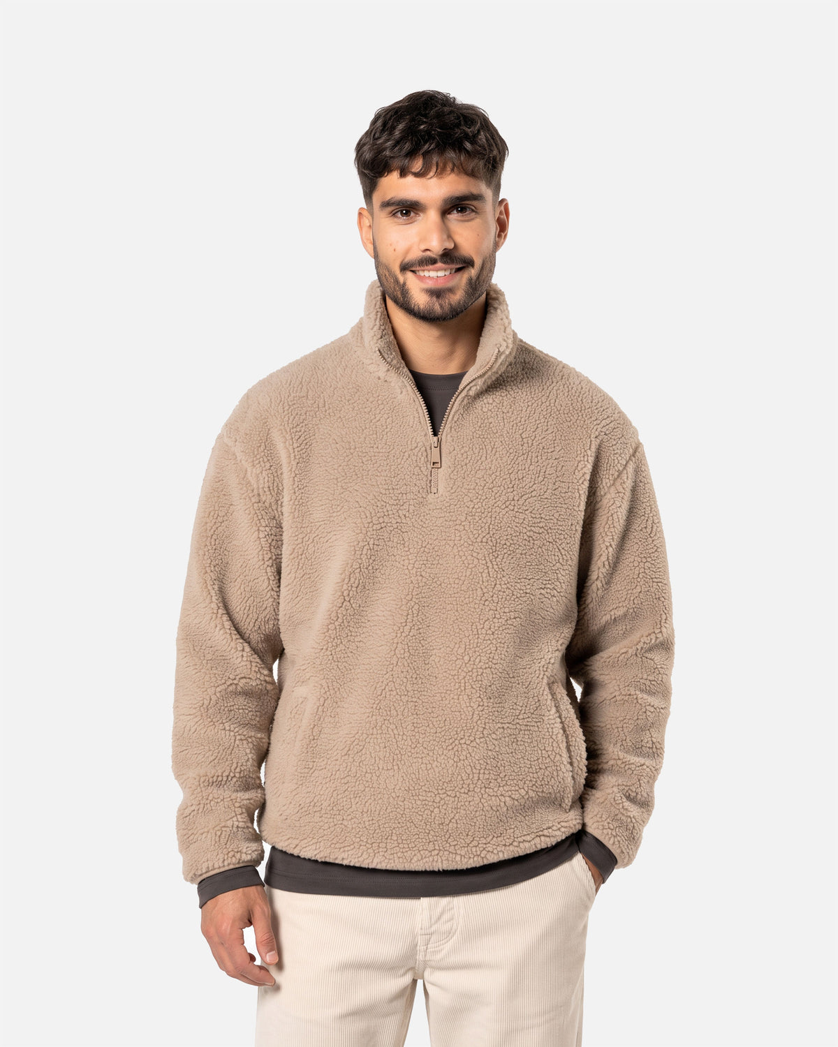 Unisex Sherpa 1/4 Zip Sweatshirt Desert Sand von VIVID
