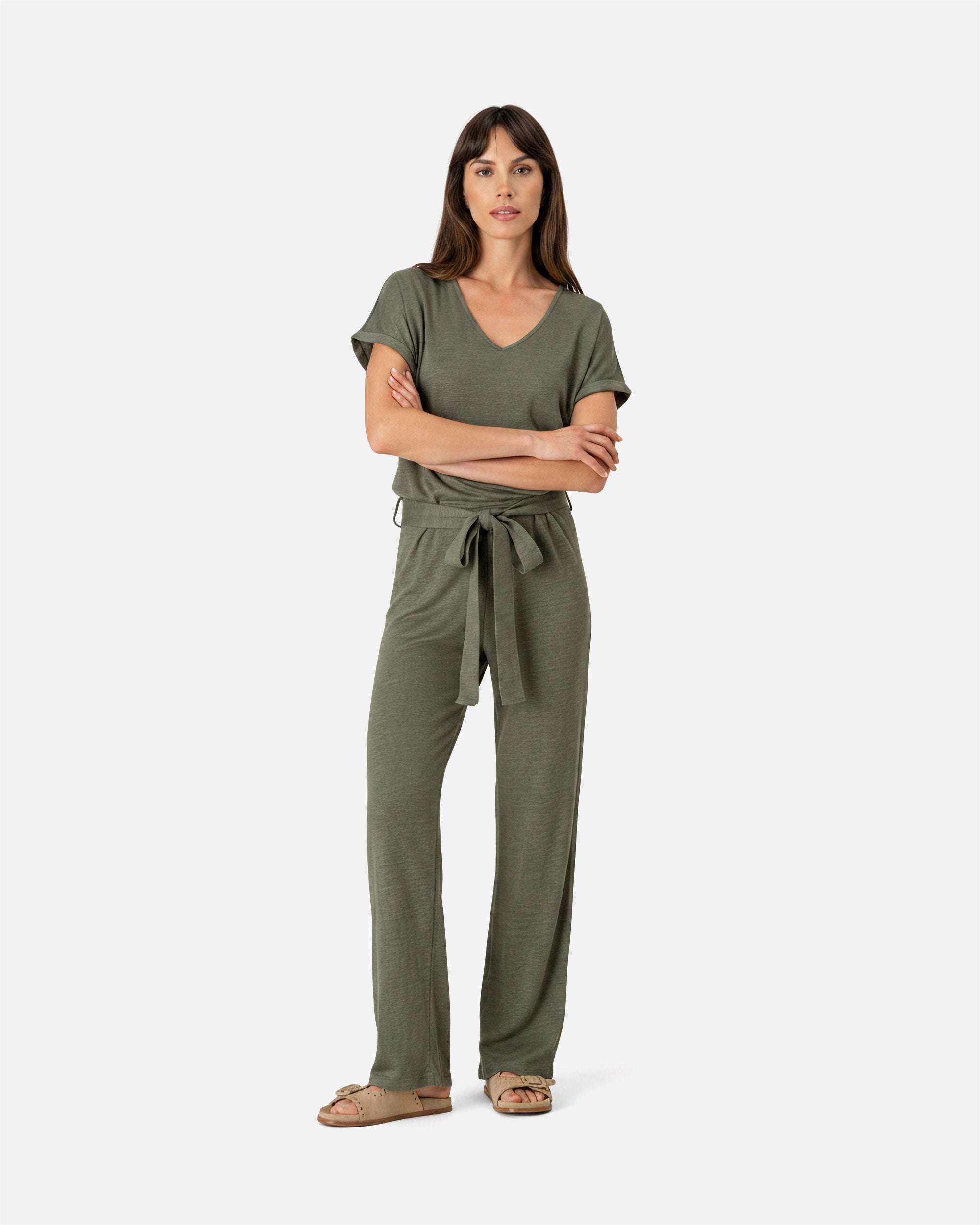 Damen Leinen Overall