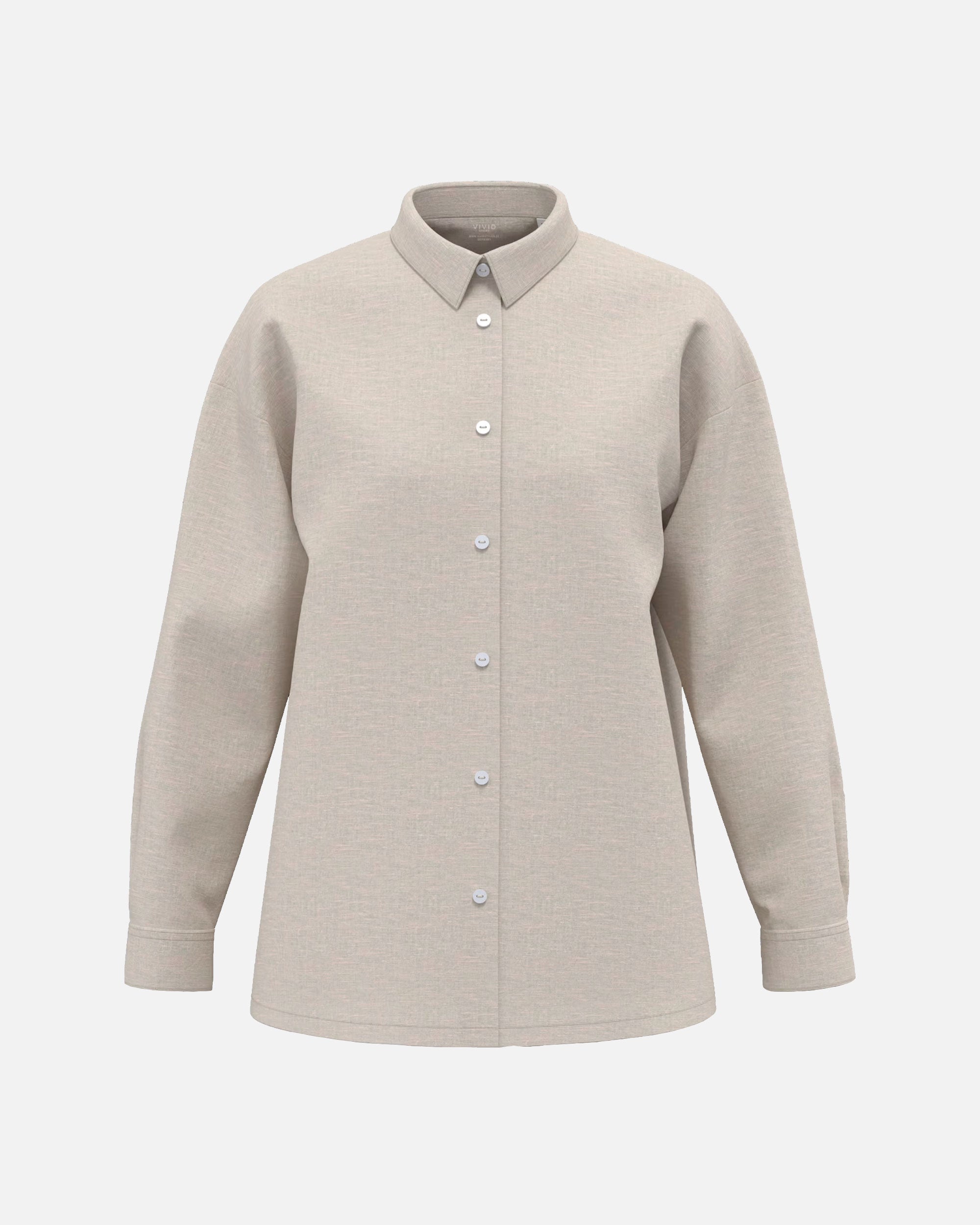 Übergroßes Damen Leinen Langarmhemd Desert Sand von VIVID