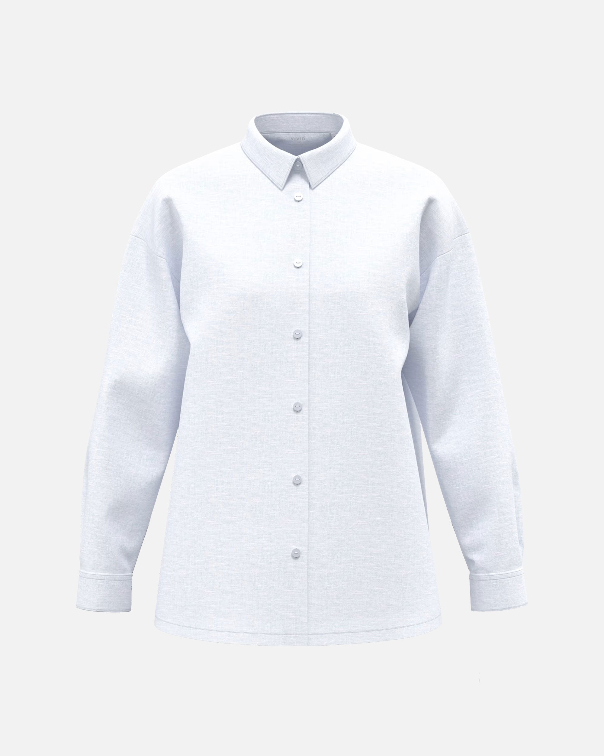 Übergroßes Damen Leinen Langarmhemd White von VIVID