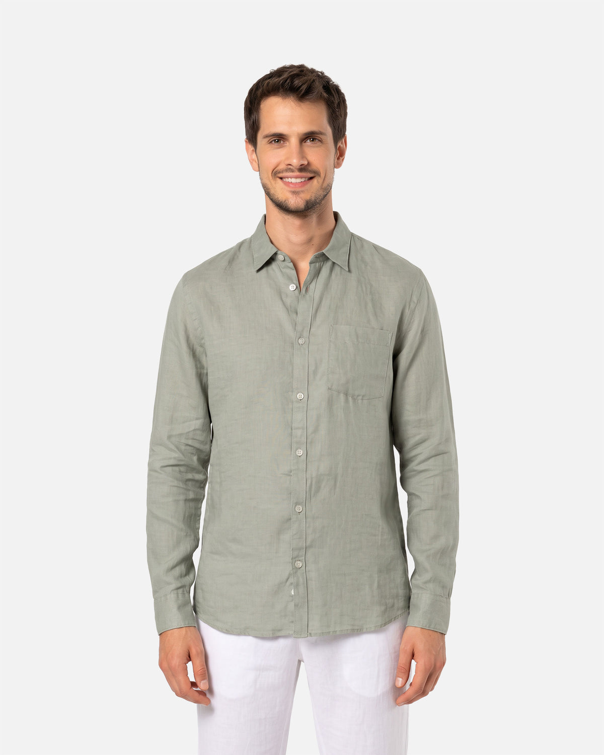 Leichtes Herren Leinenhemd Almond Green von VIVID