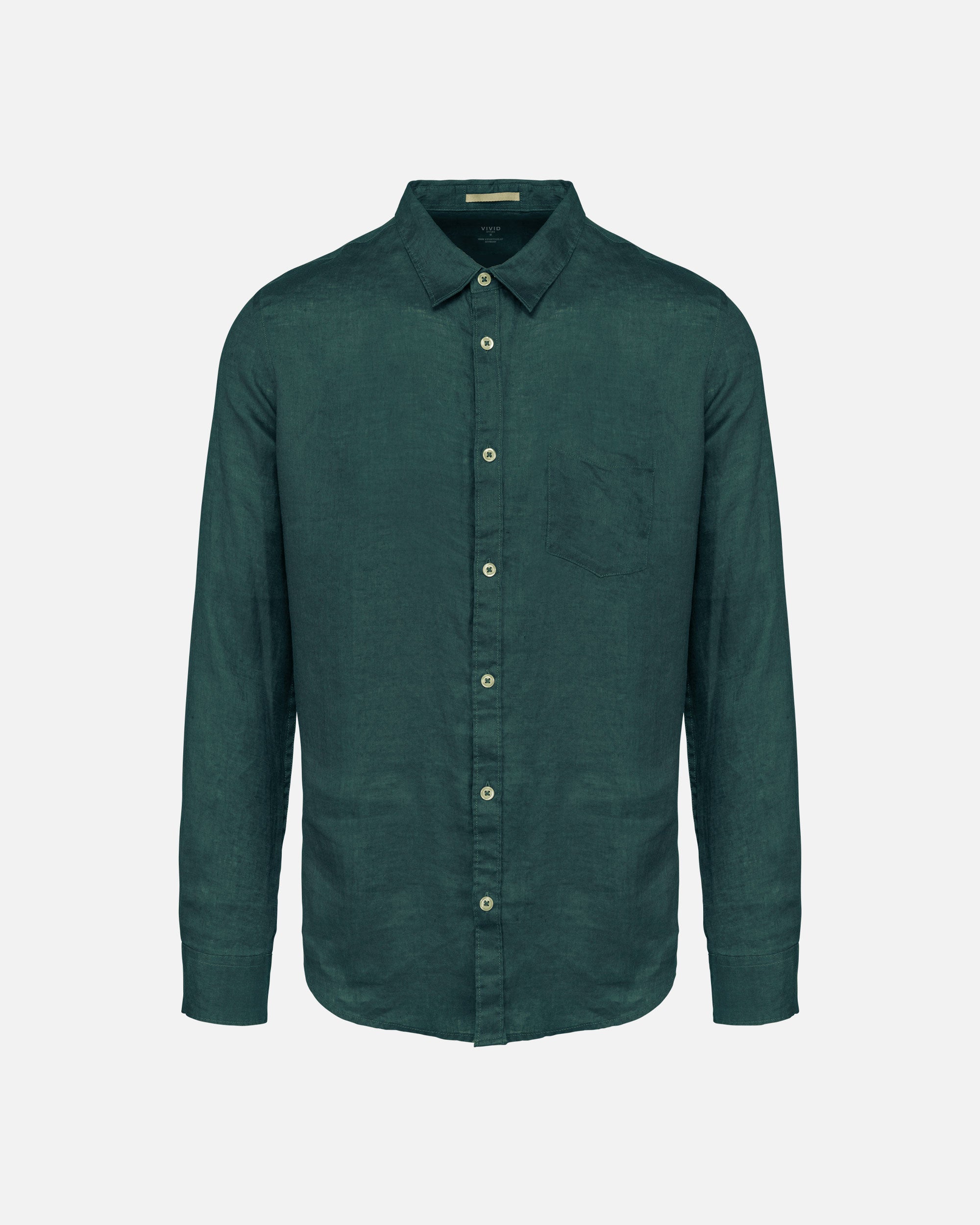 Leichtes Herren Leinenhemd Forest Green von VIVID