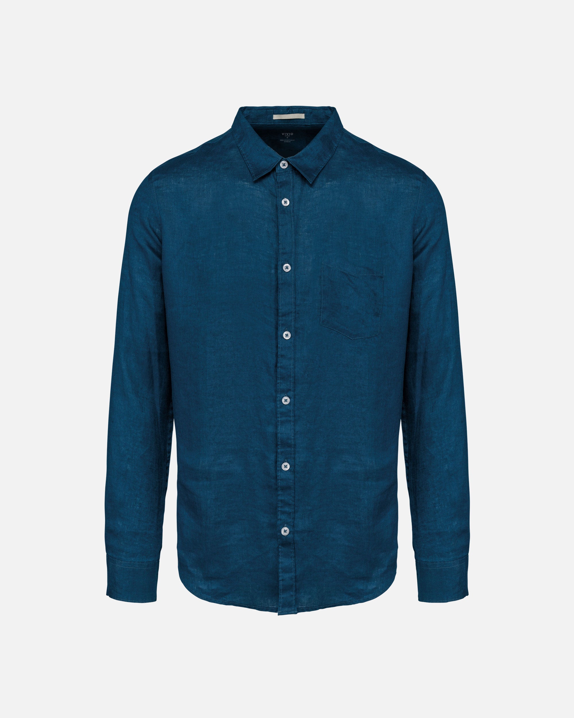 Leichtes Herren Leinenhemd Peacock Blue von VIVID