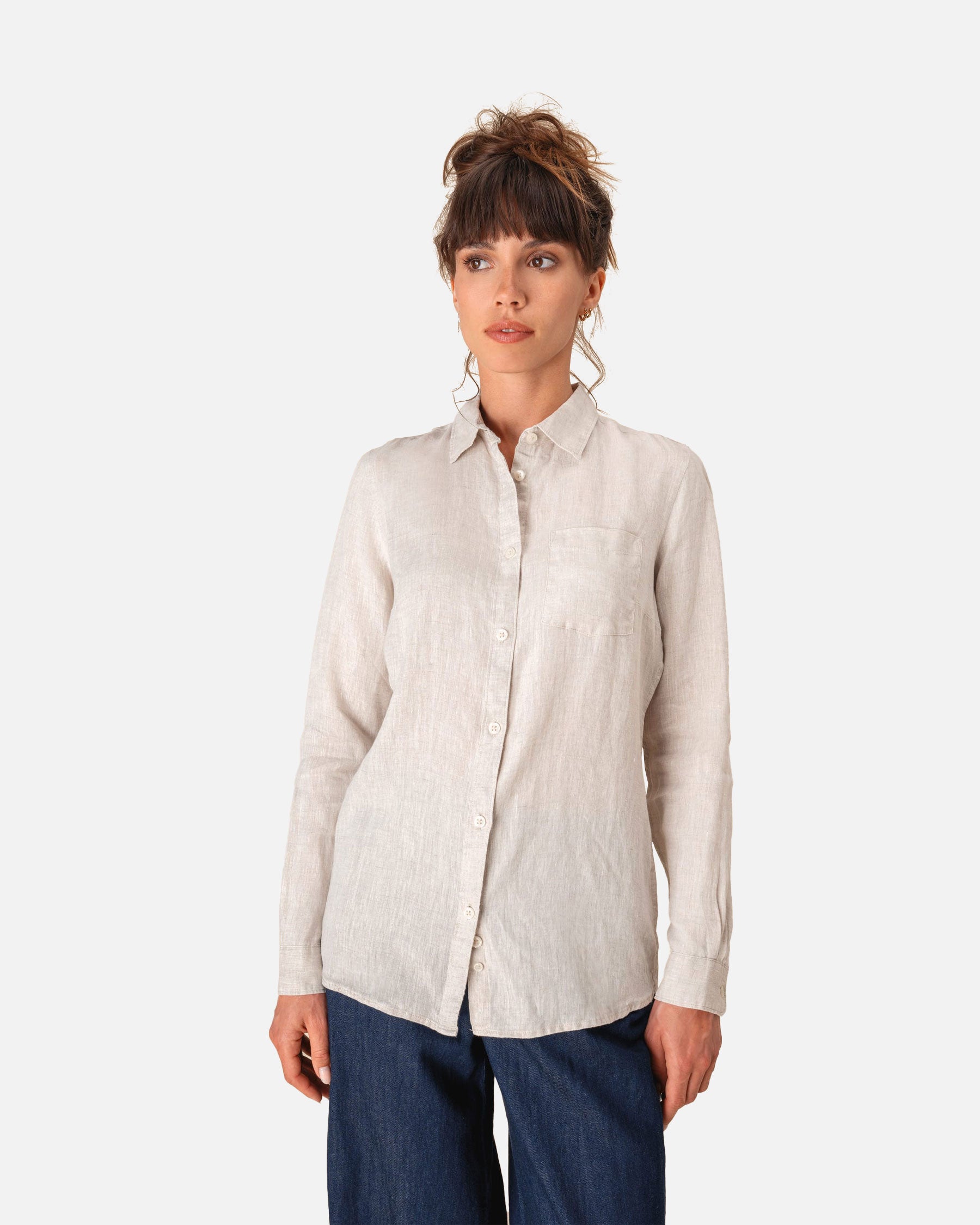 Leichtes Damen Leinenhemd White Sand von VIVID