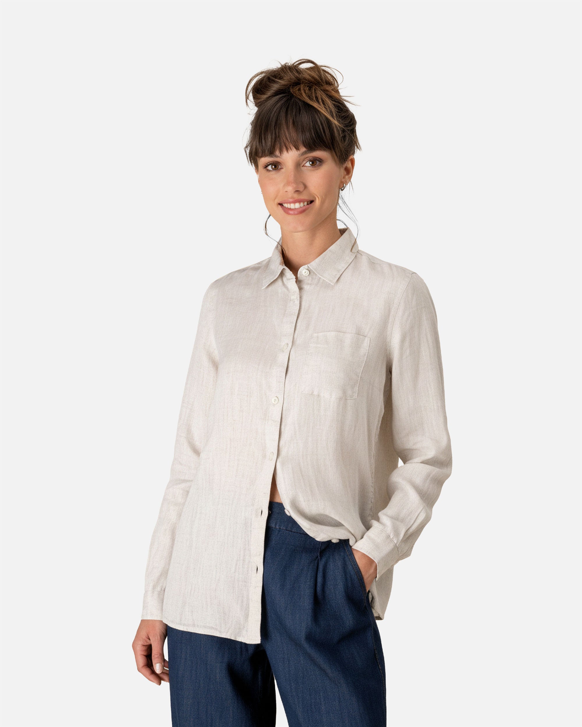 Leichtes Damen Leinenhemd White Sand von VIVID