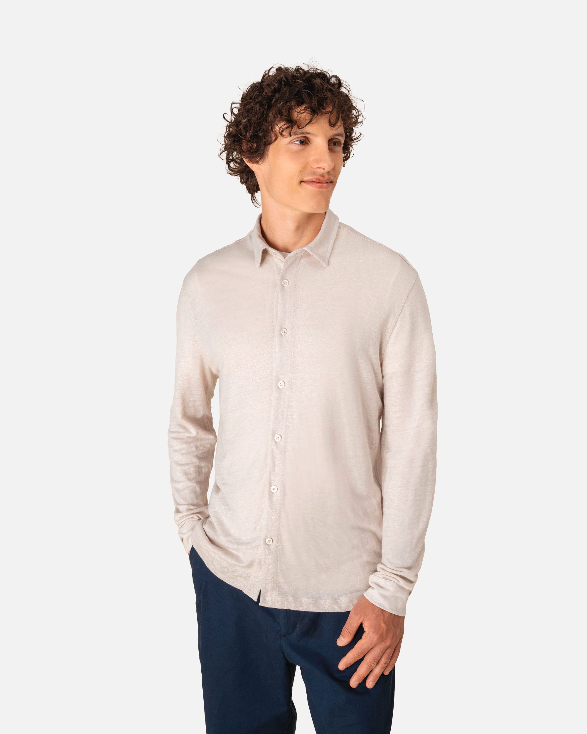 Klassisches Herren Leinenhemd White Sand von VIVID