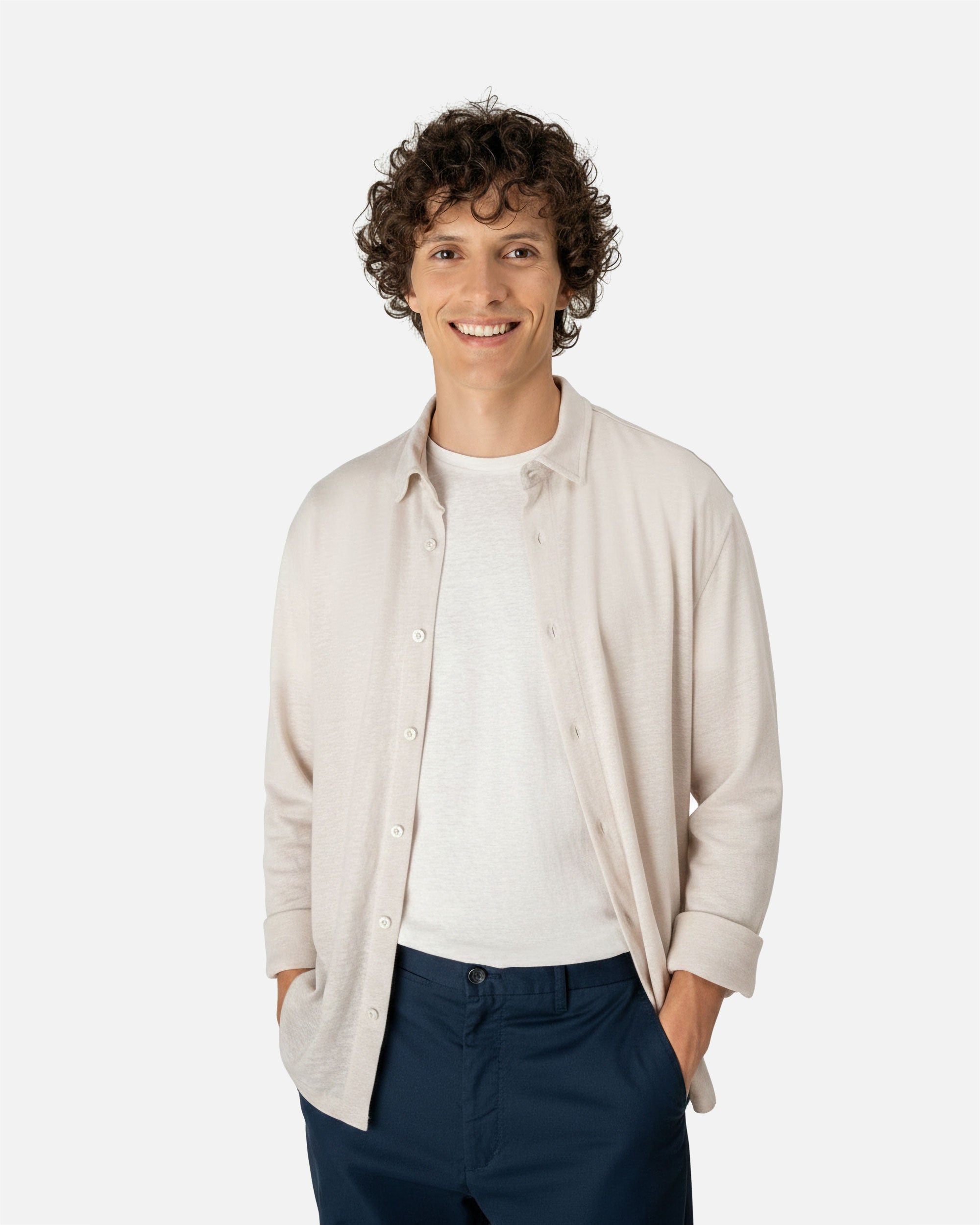 Klassisches Herren Leinenhemd White Sand von VIVID