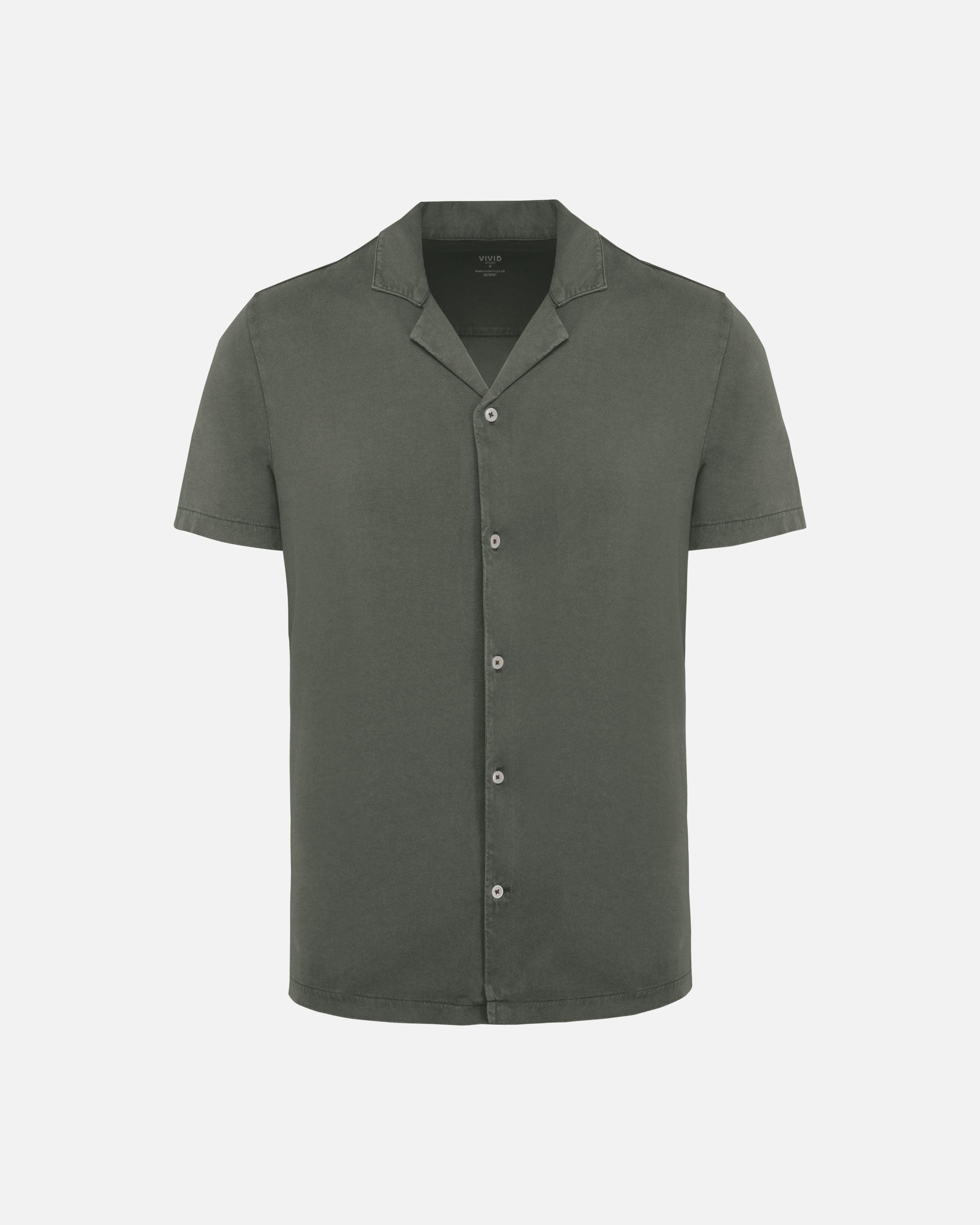 Ausgewaschenes Herren Kurzarm Hemd Khaki von VIVID