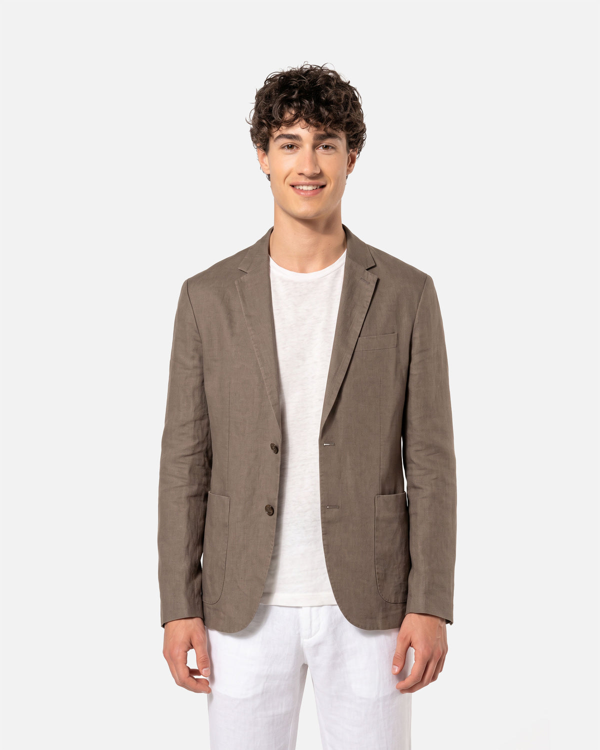 Herren-Blazer aus verwaschenem Leinen Washed Brown von VIVID