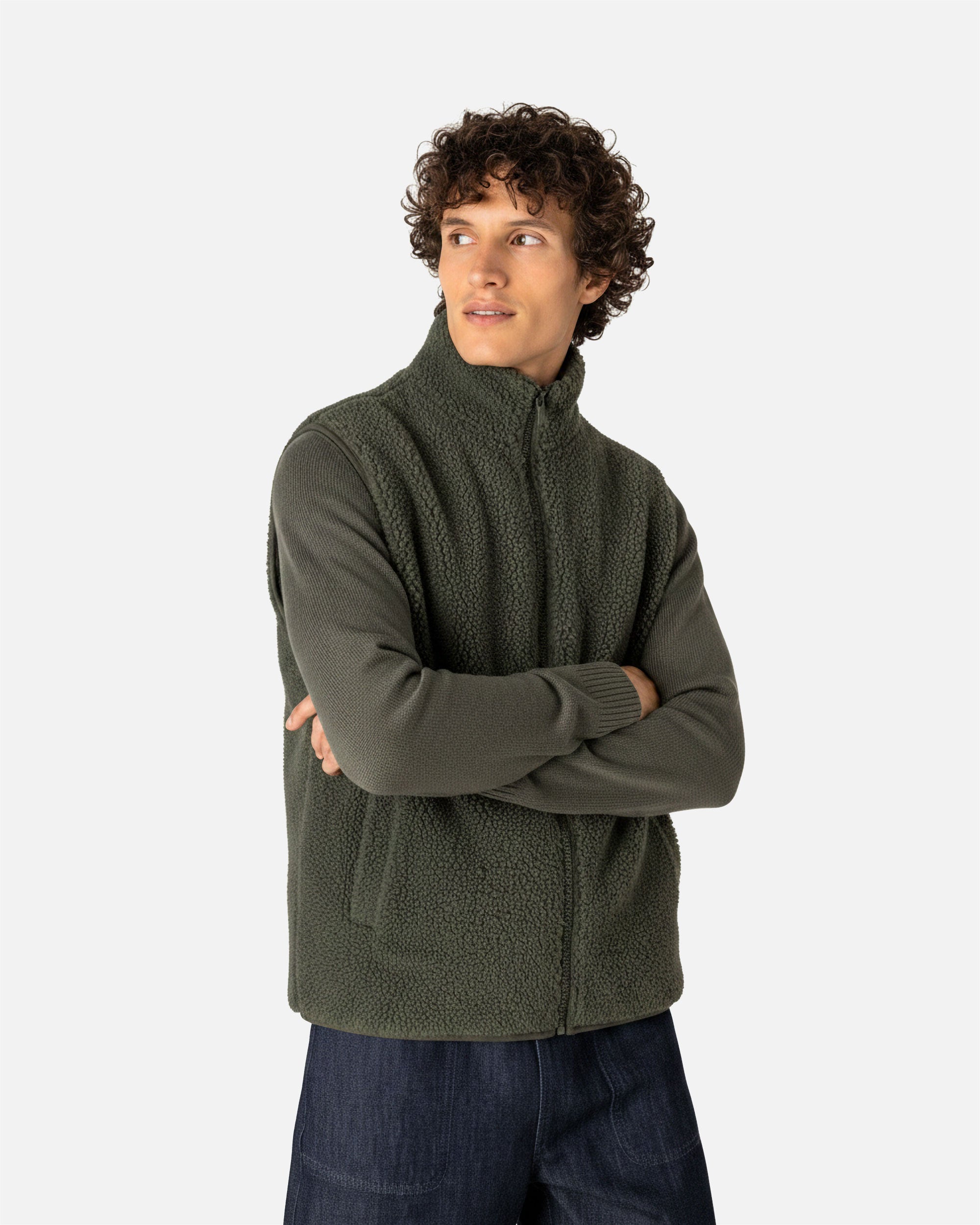 Herren Sherpa Weste Forest Khaki von VIVID