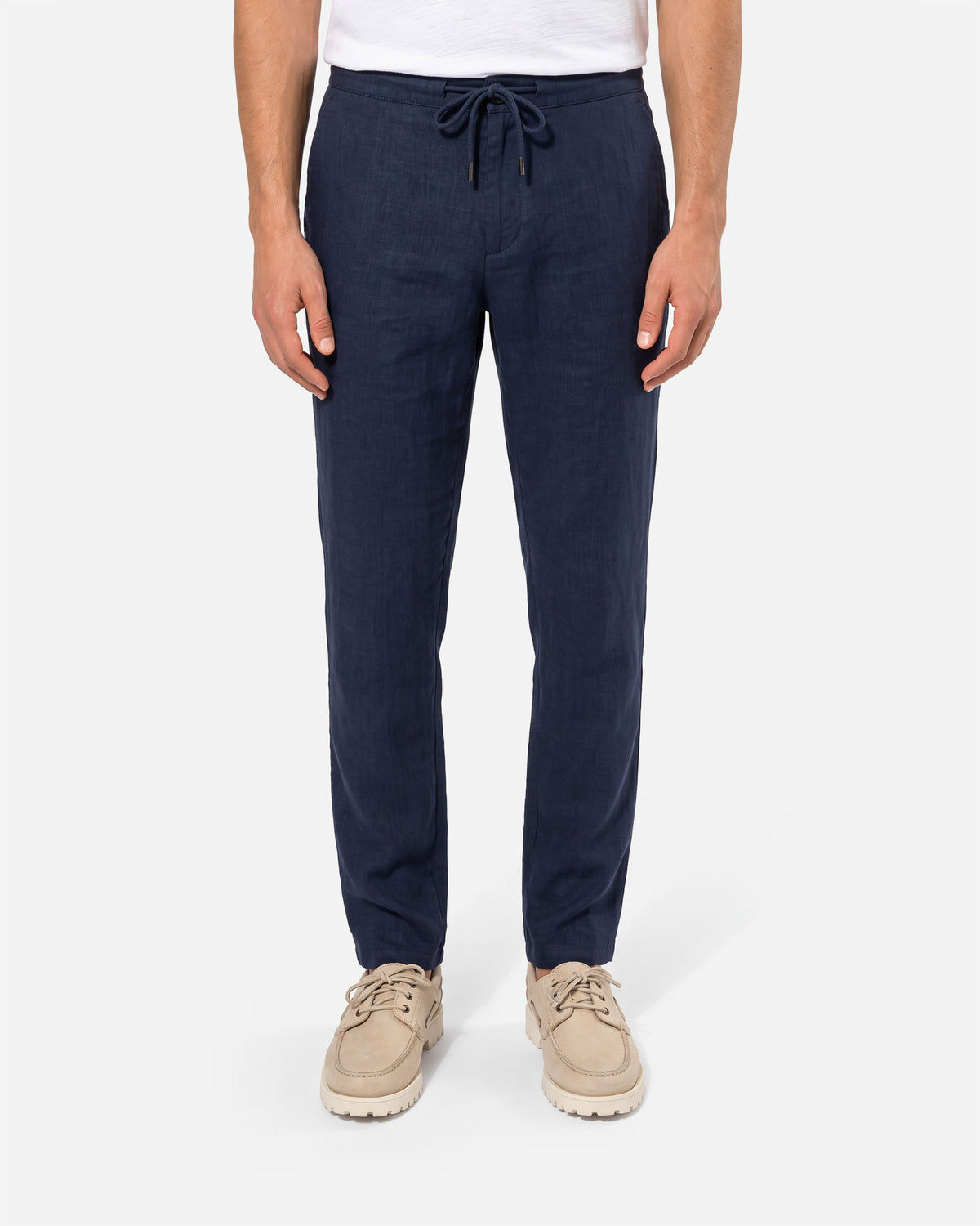 Herren Leinen-Baumwolle Hose Navy Blue von VIVID