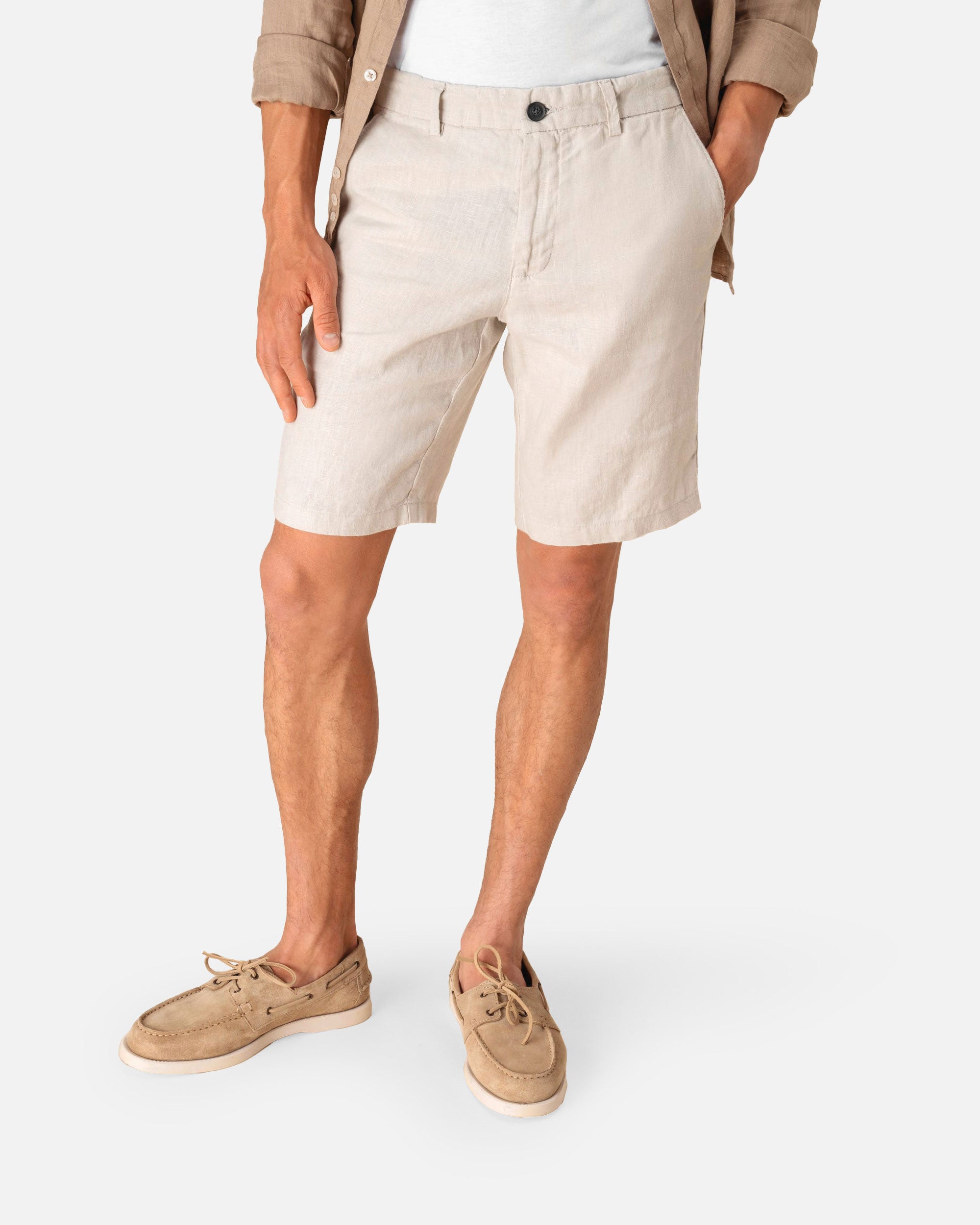 Herren Bermuda Leinenshorts White Sand von VIVID