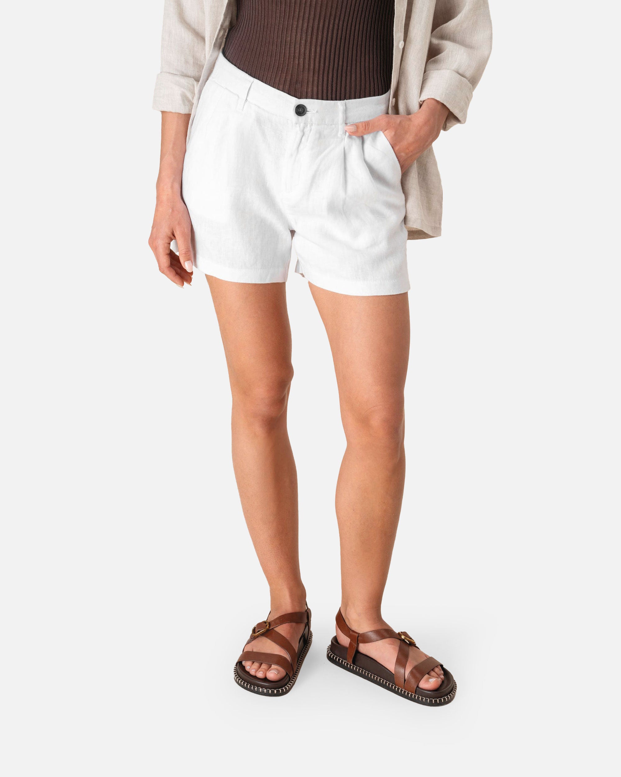 Damen Leinenshorts White von VIVID