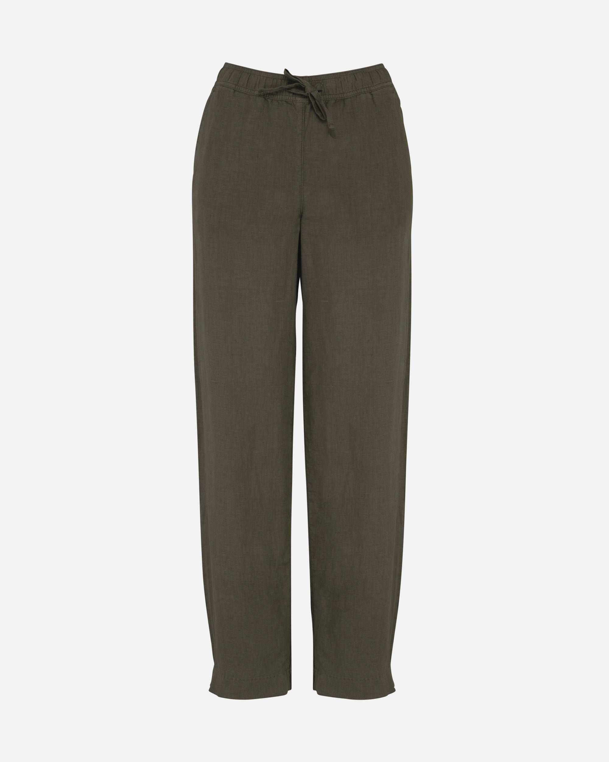 Ausgewaschene Damen Leinenhose Khaki von VIVID
