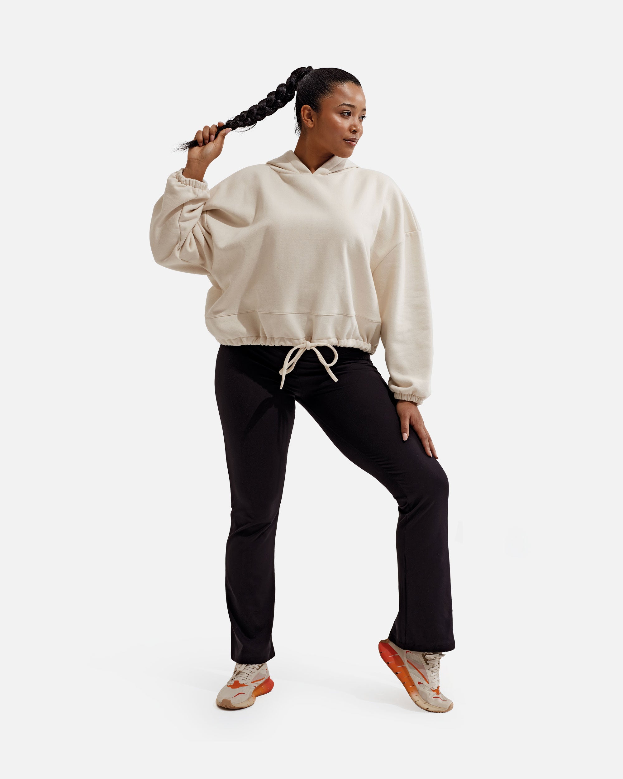Übergroßer Damen Kapuzenpullover mit Kordelzug