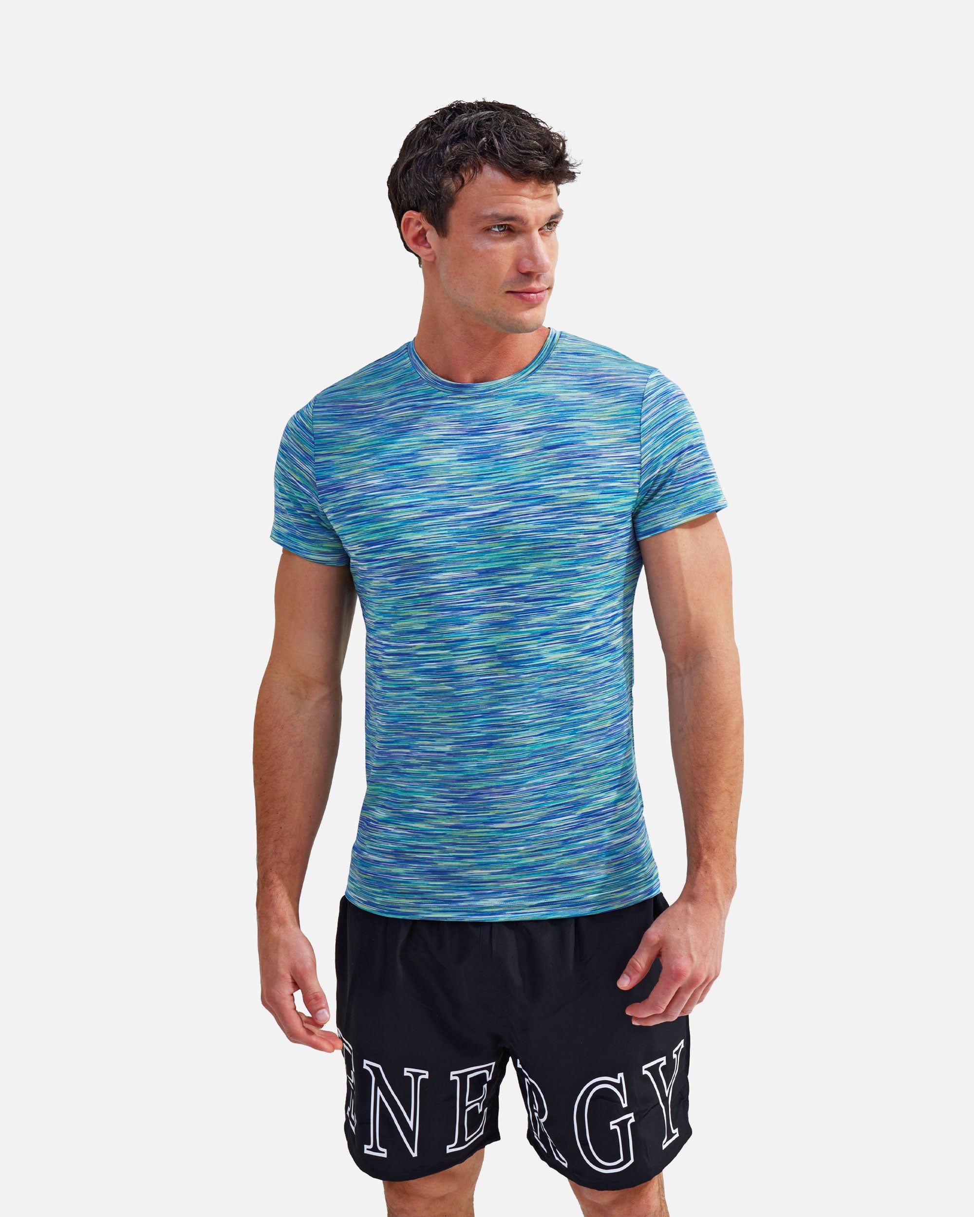 Herren Space Dye Sport T-Shirt Green-Blue von VIVID