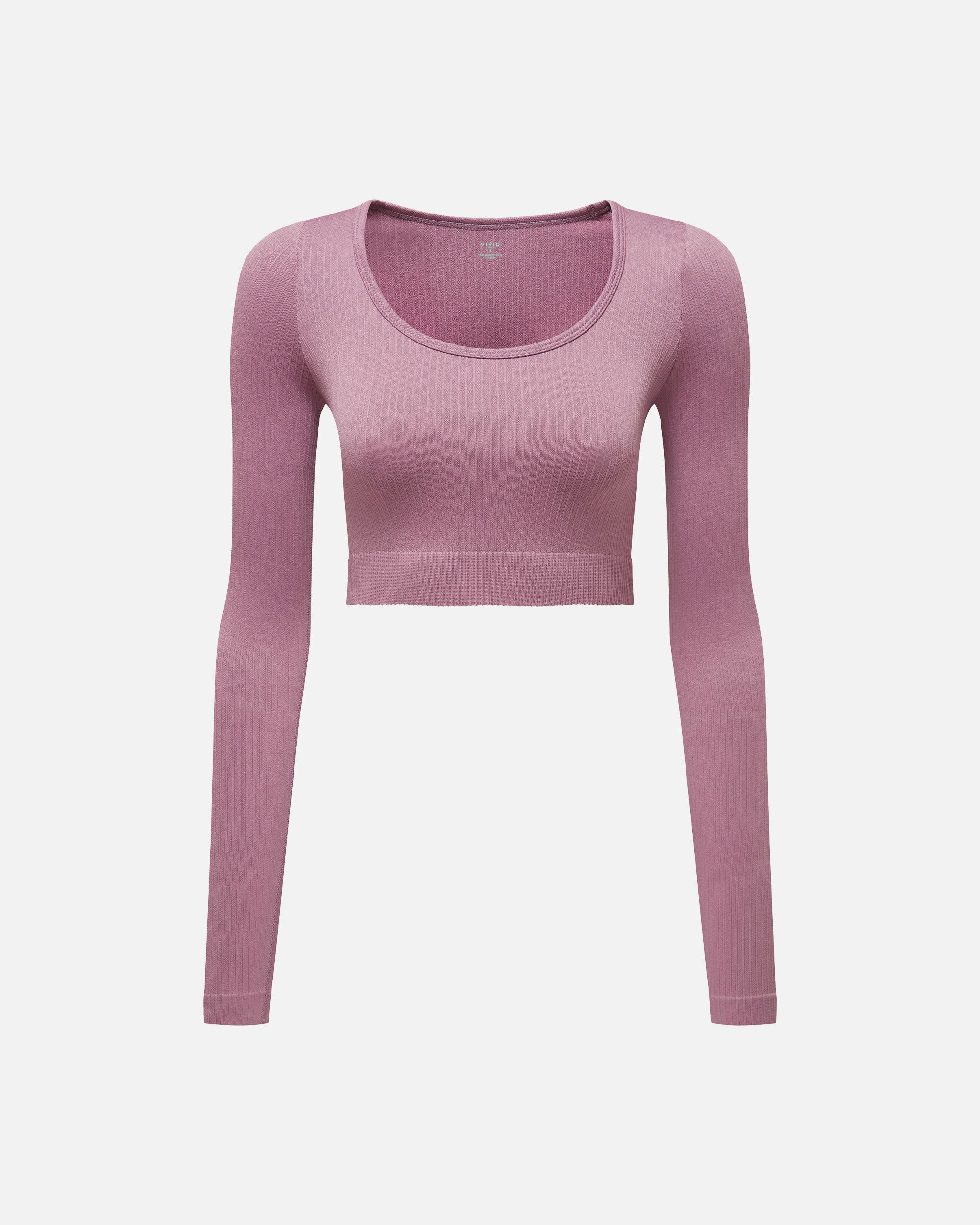 Damen Ribbed Sport Langarmshirt Mauve von VIVID