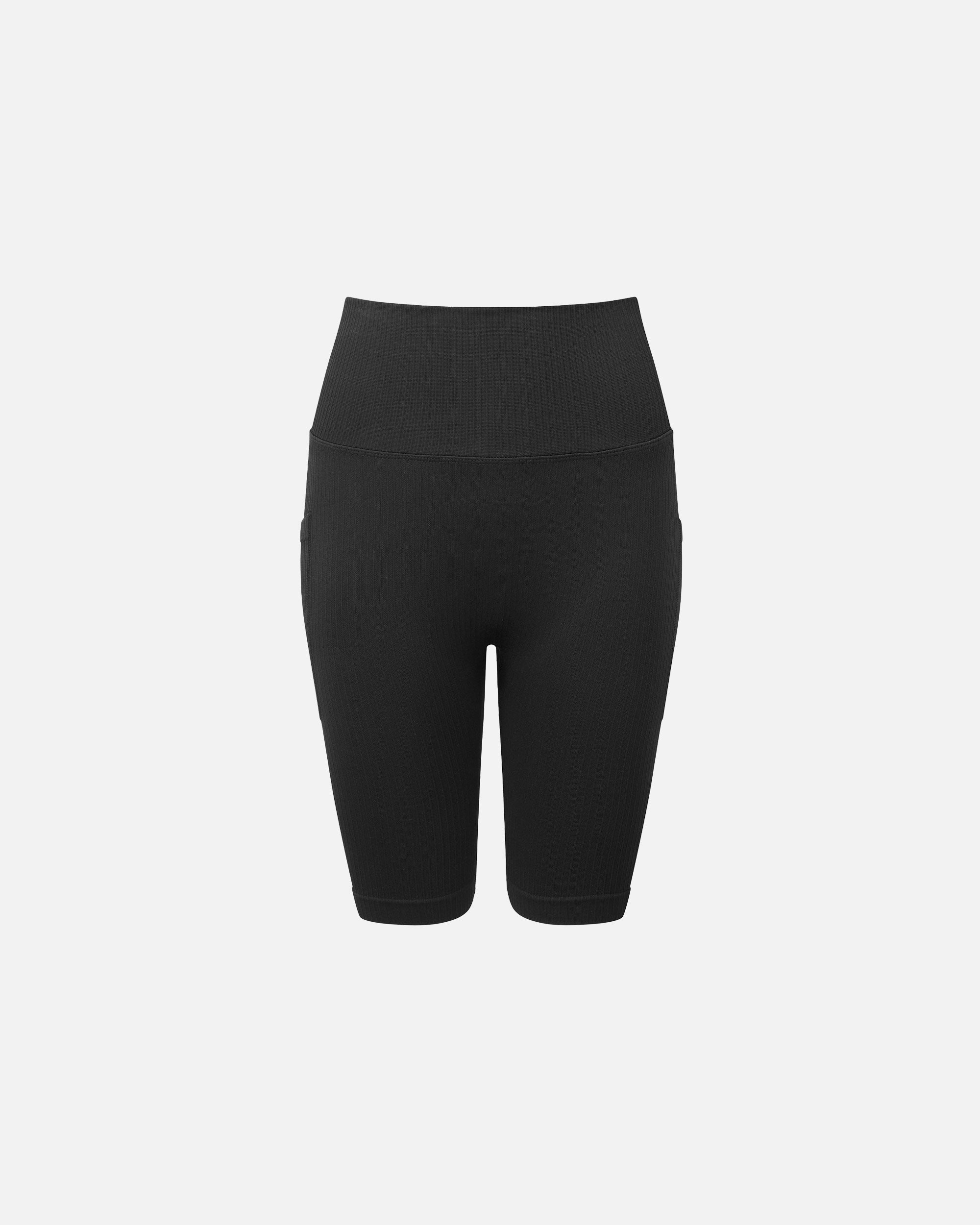 Damen Ribbed Pocket Sport Shorts Black von VIVID